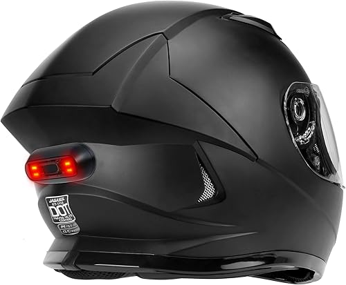 DOT - Cascos ligeros de cara completa para motocicleta y bicicleta de calle con casco JAGASOL y luz trasera LED