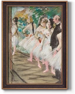 Renditions Gallery Canvas Wall Art Bronze & Gold Framed Artwork Prints Ballet Dance Class by Edgar Degas Abstract Vintage Paintings for Bedroom Dining Living Room Office Home Kitchen Wall Decor - 29"X41"