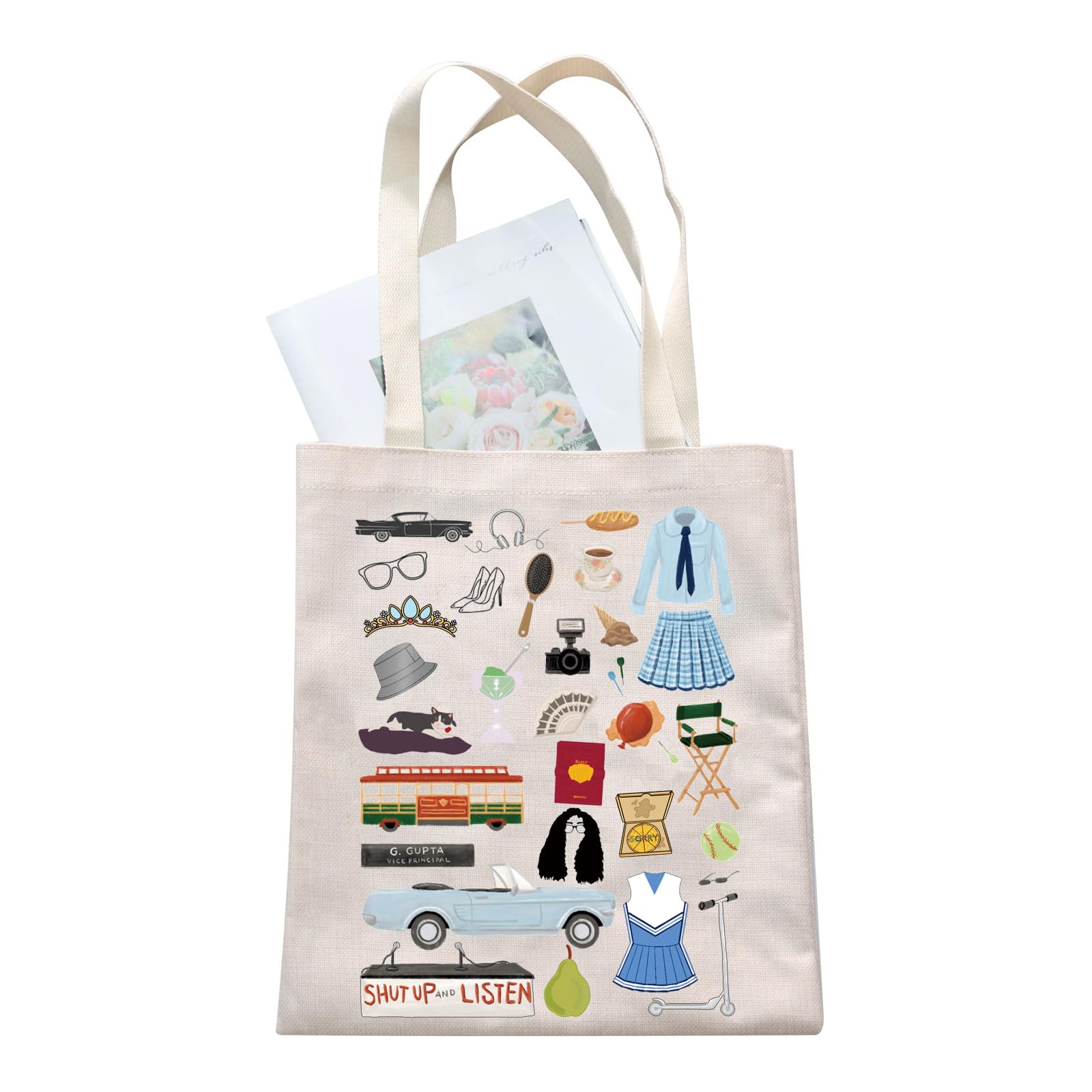 G2TUP Mia Thermopolis Inspired Tote Bag Princess Movie Quote Canvas Bag Genovia Grocery Shopping Bag (Princess T)