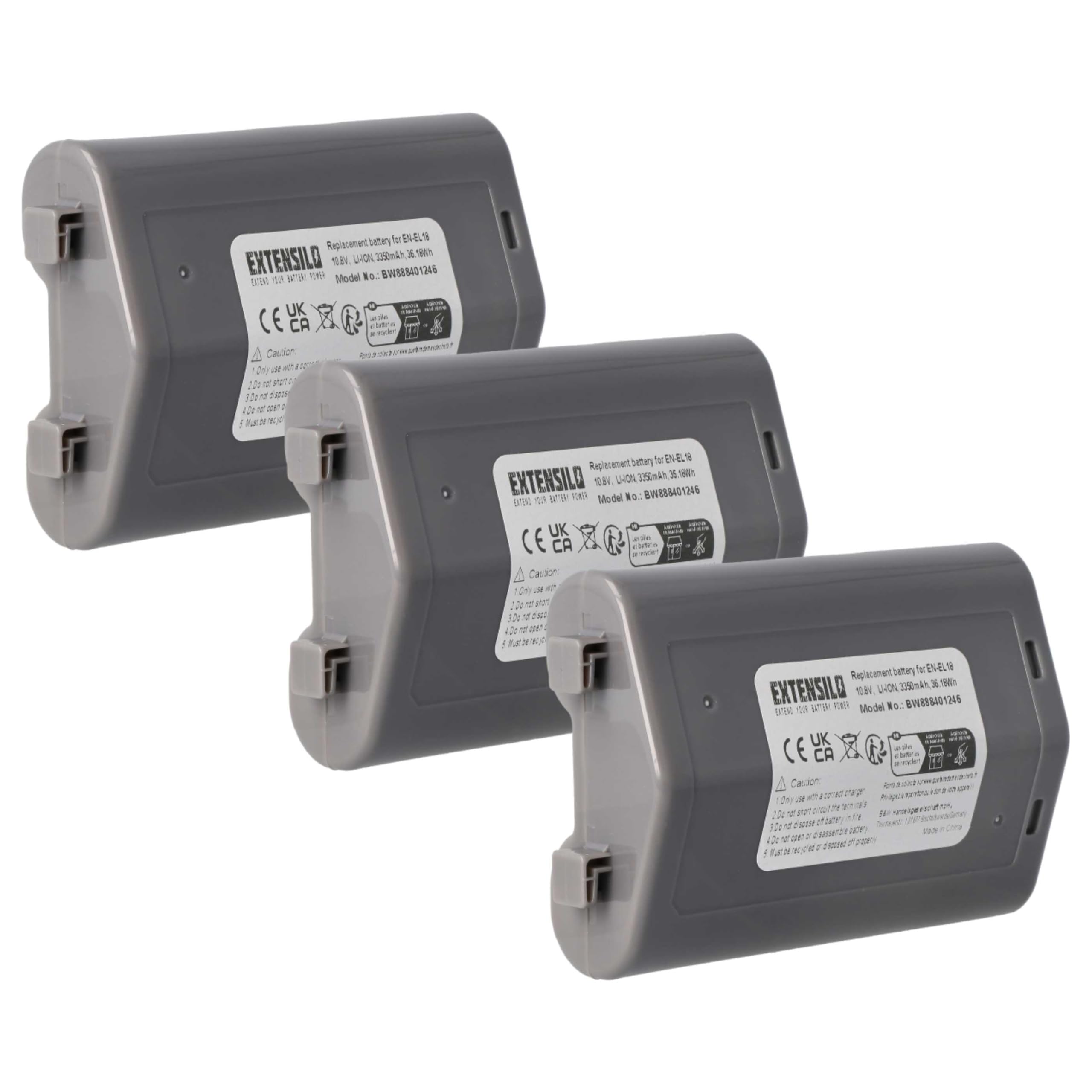 3 x akumulator kompatybilny z aparatem Nikon D4, Z9 (3350 mAh, 10,8 V, litowo-jonowy)