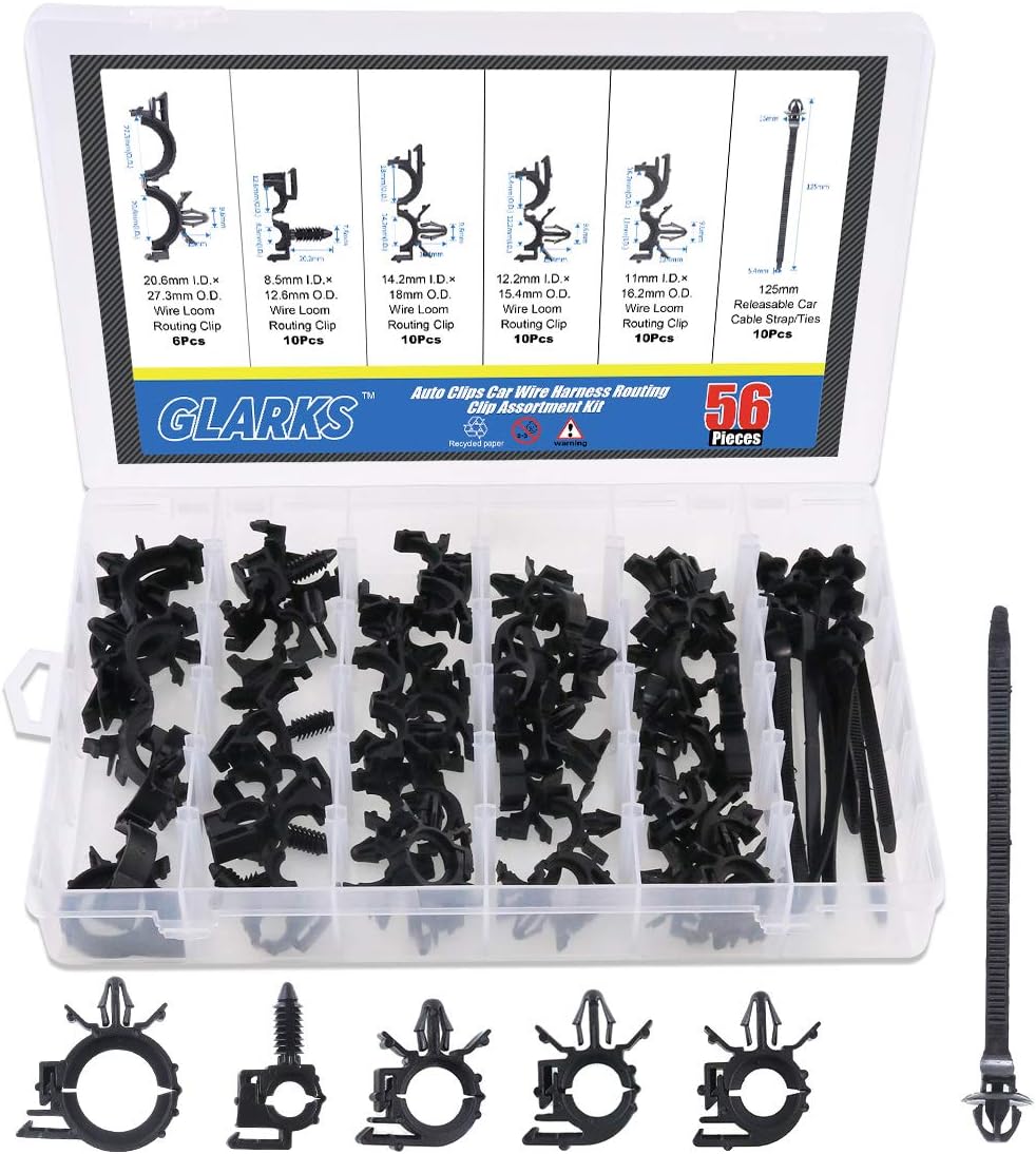 Glarks 56Pieces Auto Clips Car Wire Harness Routing Clip Assortment Kit for Honda