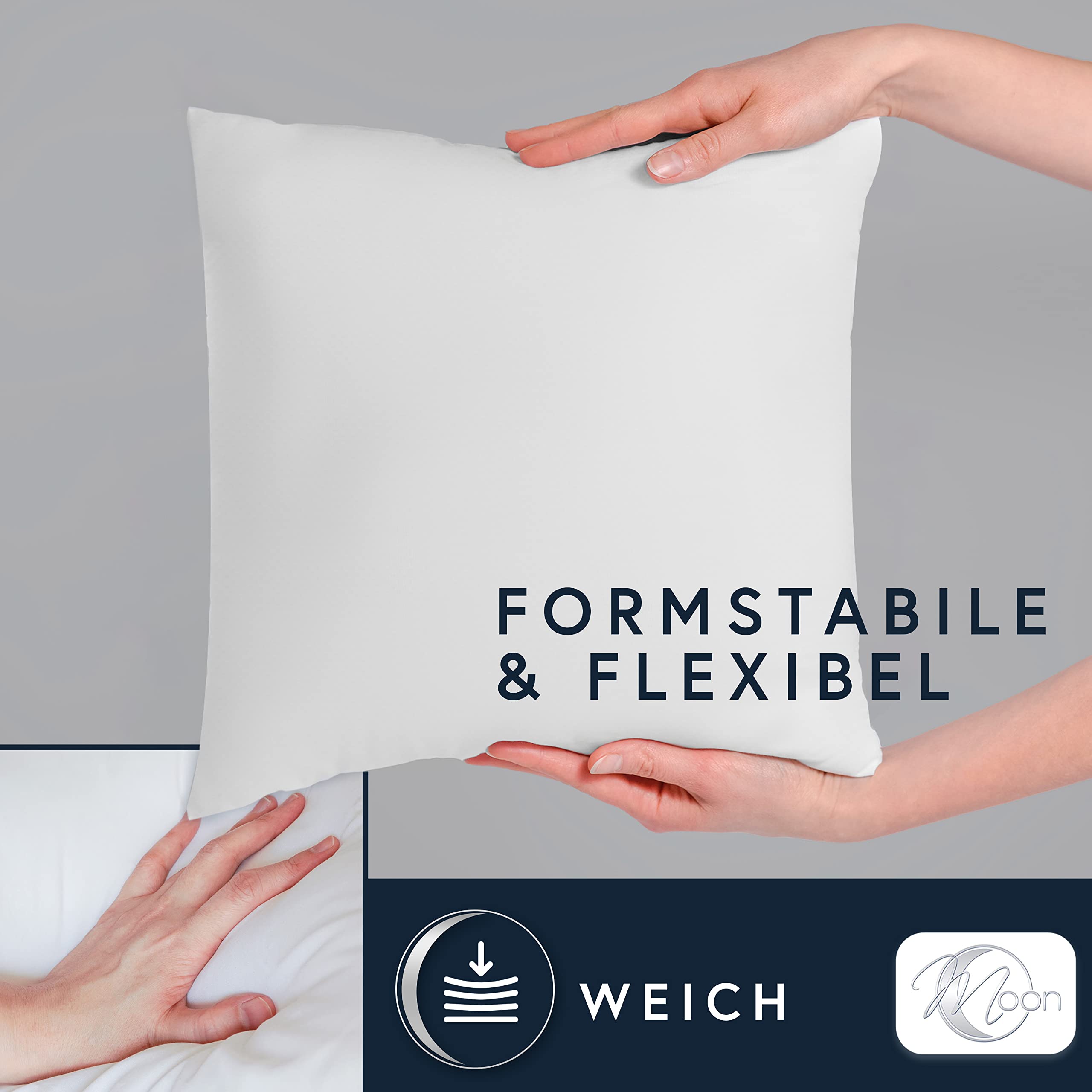 Moon 4er Pack Nonwoven Füllkissen, Innenkissen, Sofakissen ca. 40x40cm - 240g mit gekräuselter Hohlfaser (fest)