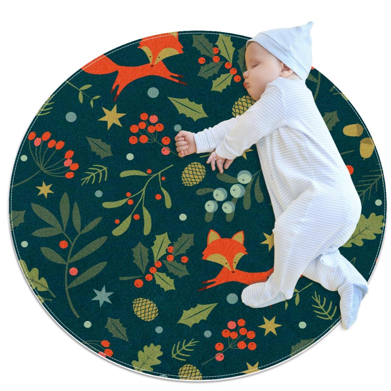 Tapis pour enfants JDEZ isolant et rond protège les petits du sol froid 80x80cm