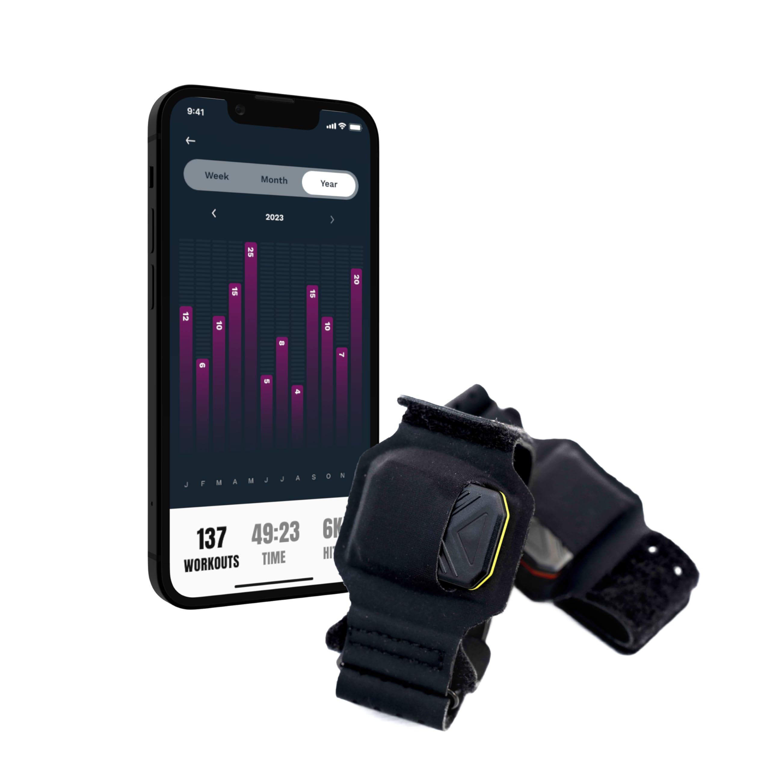 Bluetooth Sensors Punch Tracker for Heavy Bag & Shadow Boxing, Fits Hanging & Standing Bags, Ideal for Beginners & Pro Boxers, Track Power, Count & Progress, Works with PunchLab App