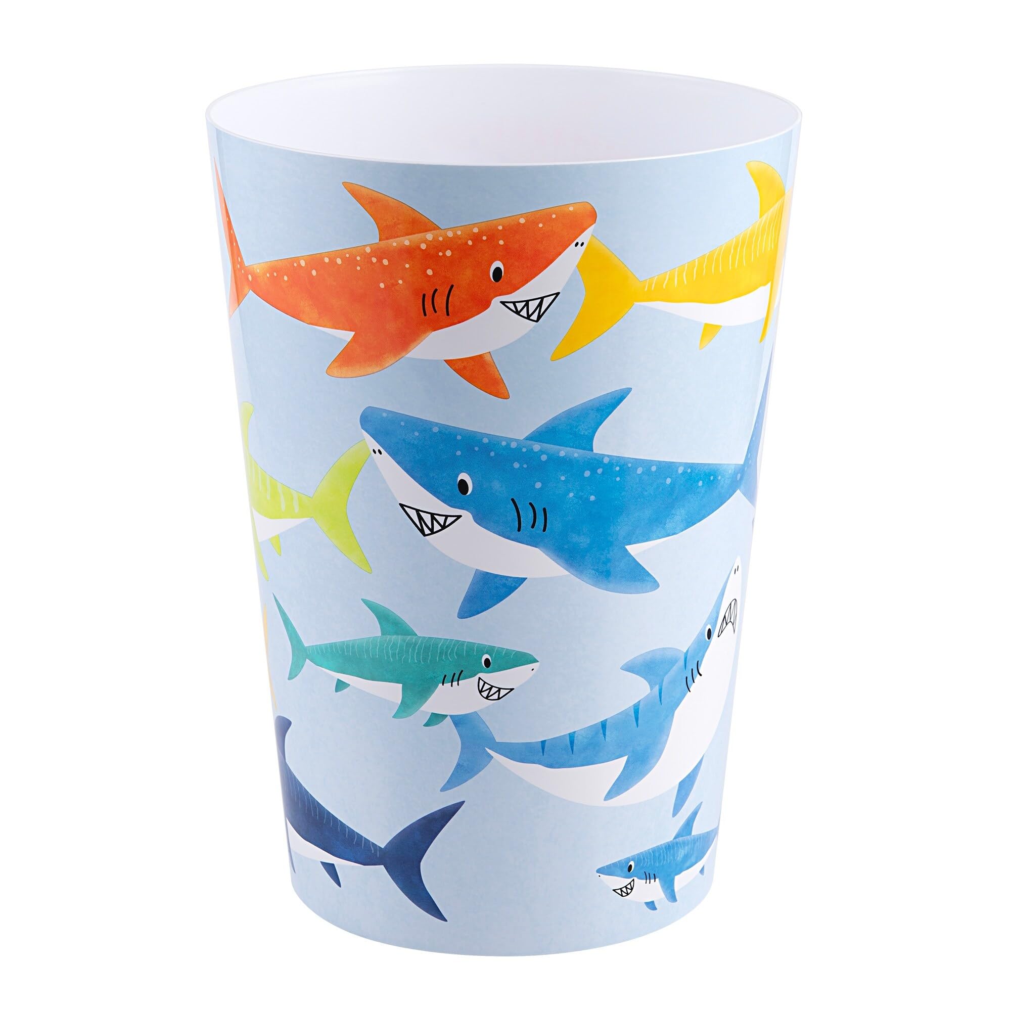 Allure Home Creation Colorful Shark Wastebasket-Compact Size-1.71 Gallons