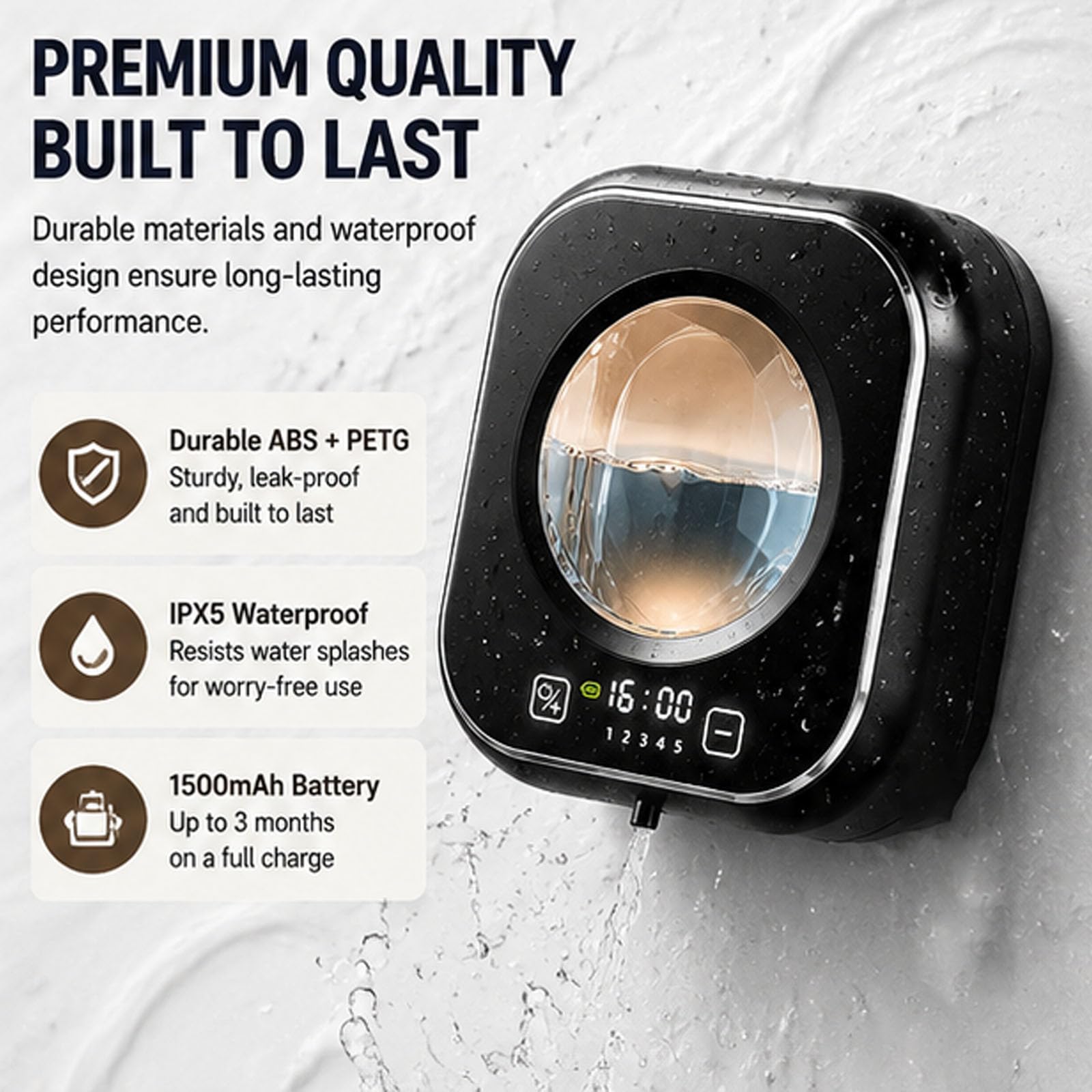 Dispensador automático de jabón sin Contacto de 320 ml, montado en la Pared