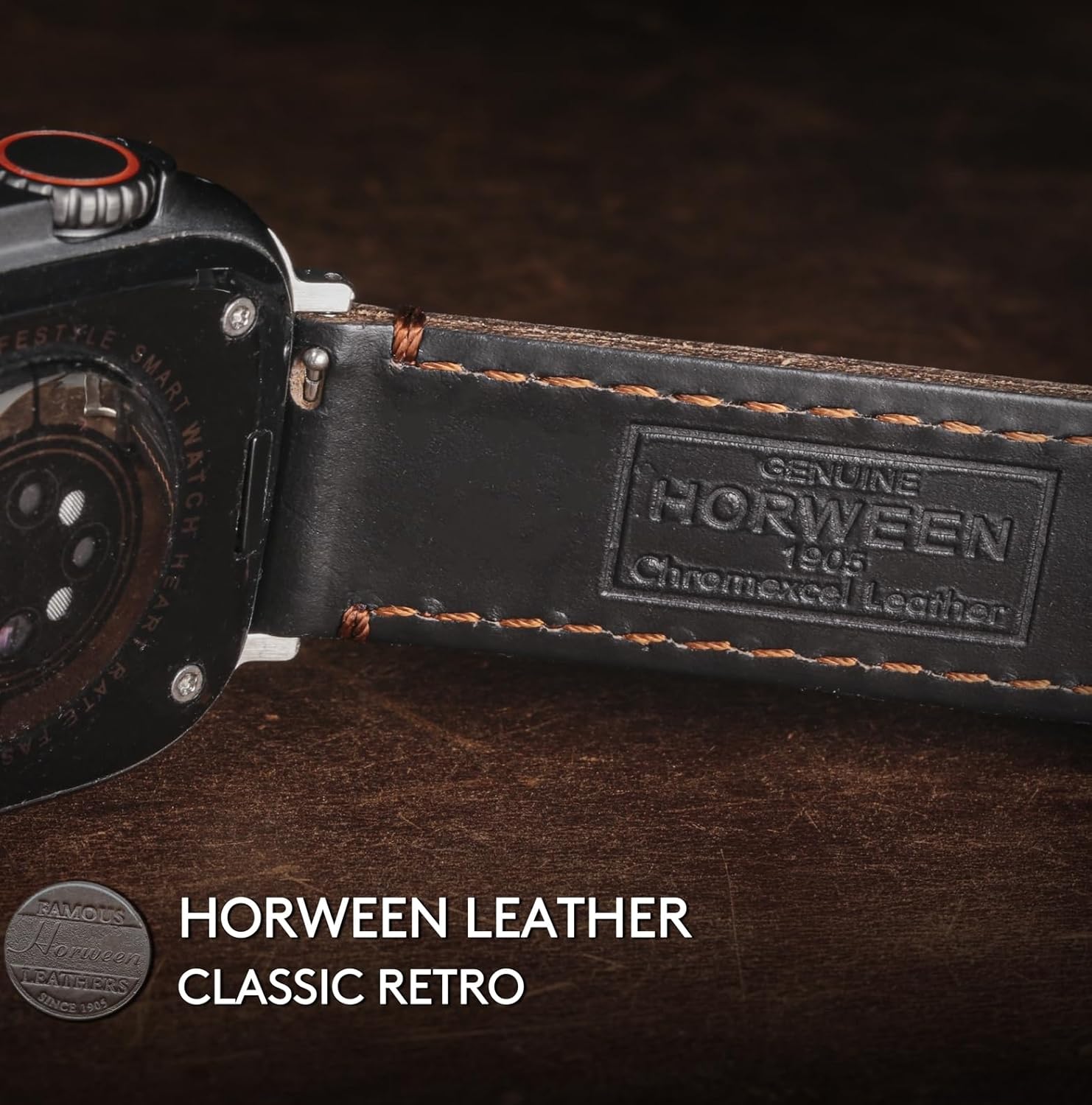 Compatible with Samsung Galaxy Watch Ultra Bands (2025/2024),Vintage Horween Leather Wristband Replacement Strap for Galaxy Watch 7 Ultra Band 47mm/Watch 8 Ultra Men Women