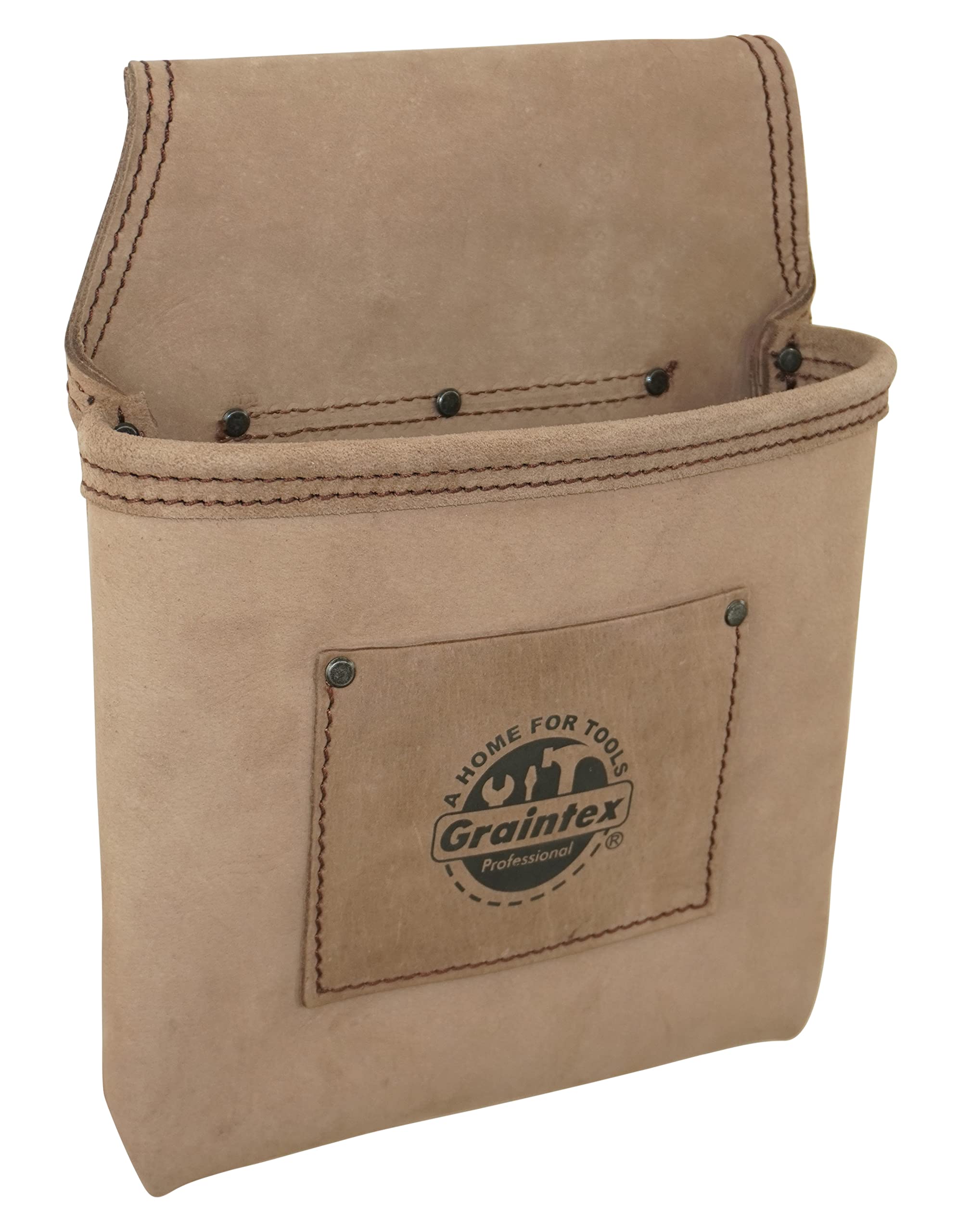 Graintex ST2009 1 bolsillo resistente superior de piel de grano para uñas, bolsa de herramientas para cinturón ancho con ranura para túnel