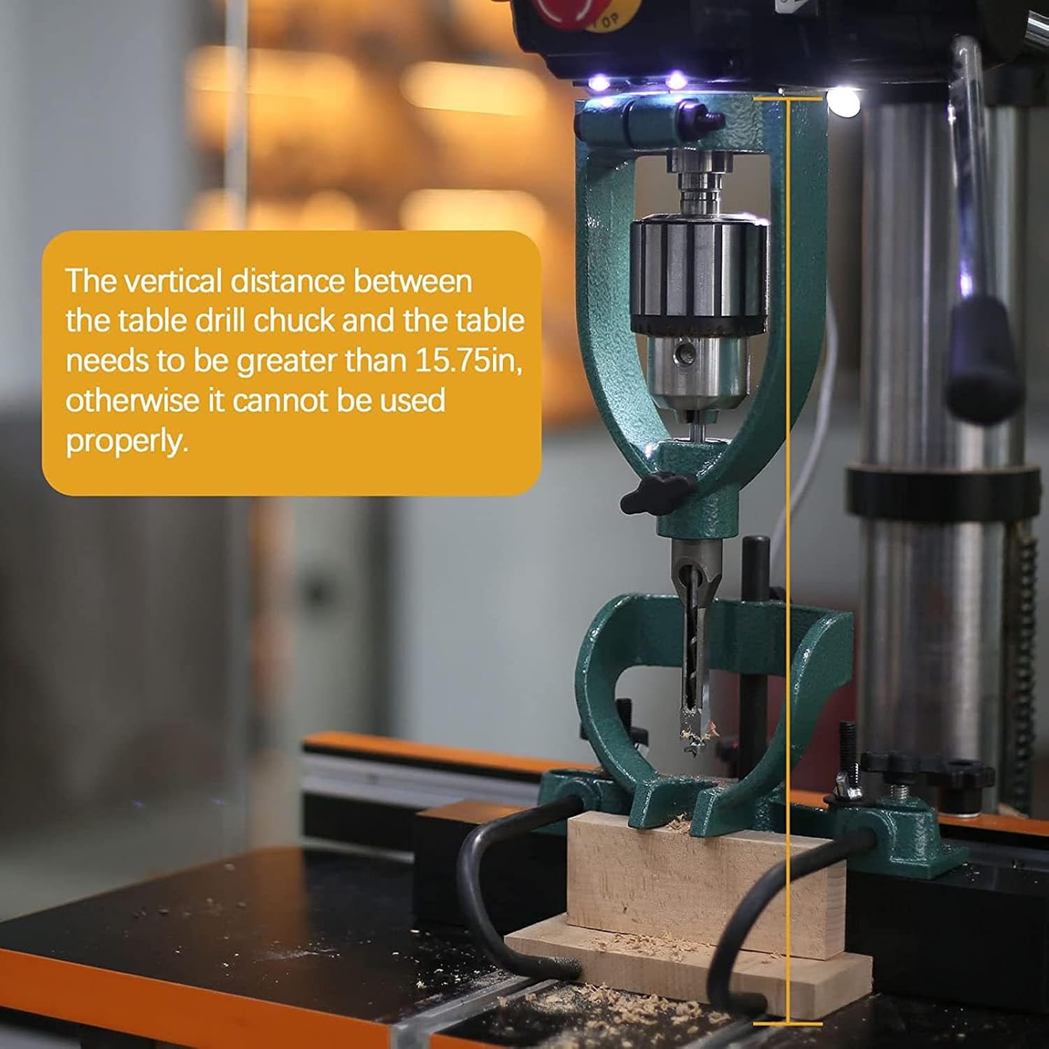 Bench Drill Locator, Woodworking Sleeve Square Drill Chisel, Tenon Tools Mortising Attachment Mortise Location Tool Square Hole Chisel Drilling Attachment for Mortising Machine