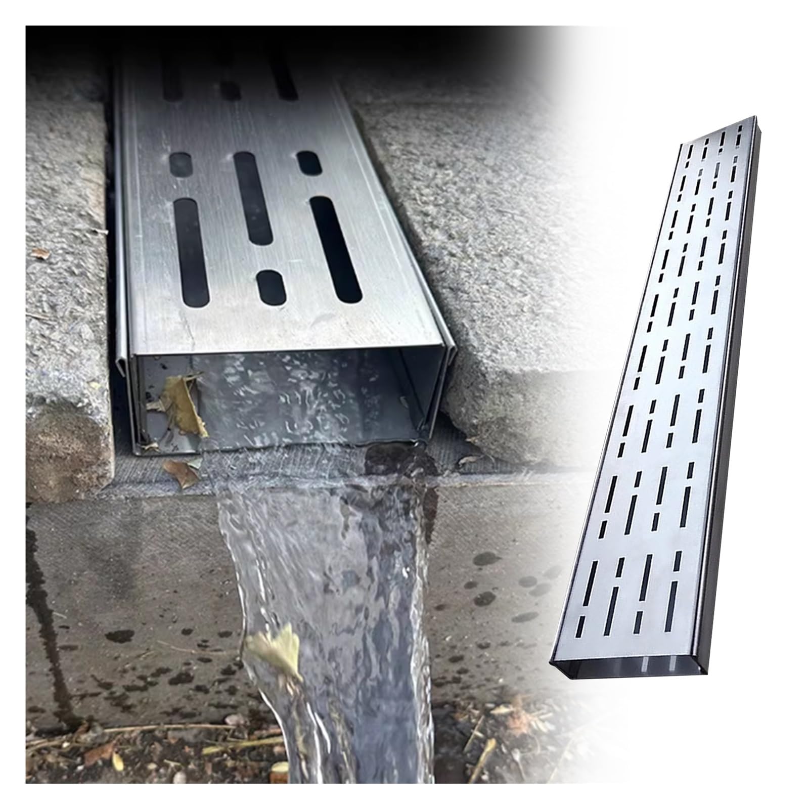 Tranchée de drainage efficace avec grille protectrice anti-engorgement pour pavés et patios