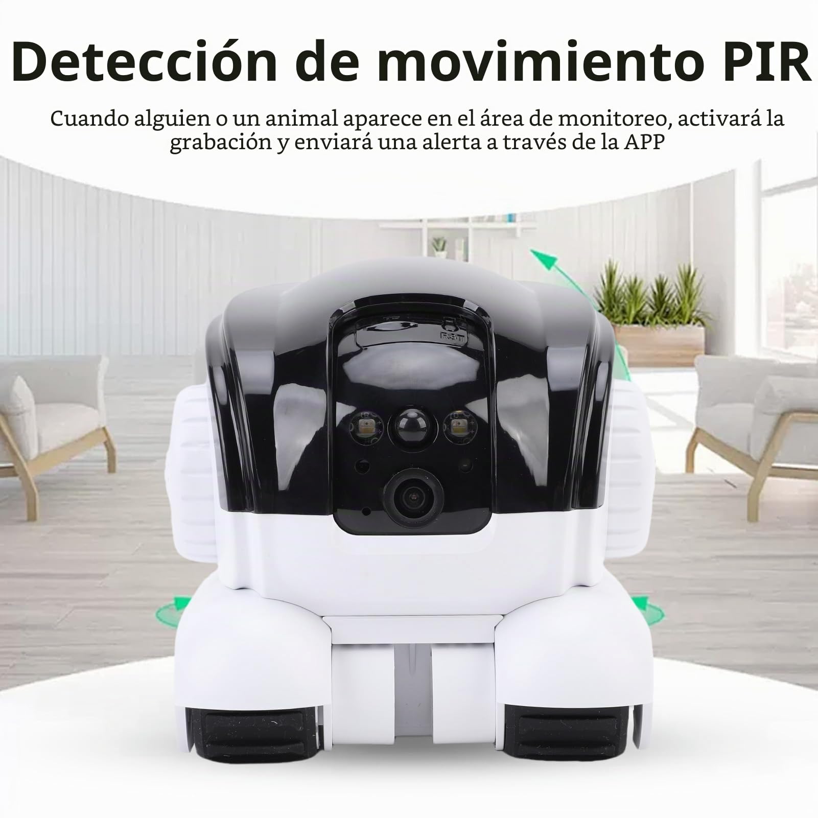VBESTLIFE CAM Muesca Robot Pet, Cámara de Seguridad WiFi Interior de 1080p con Lente Dual con Conversación de 2 Vías, Detección de PIR, Visión Nocturna, Aplicación, para Mascotas, Ancianos