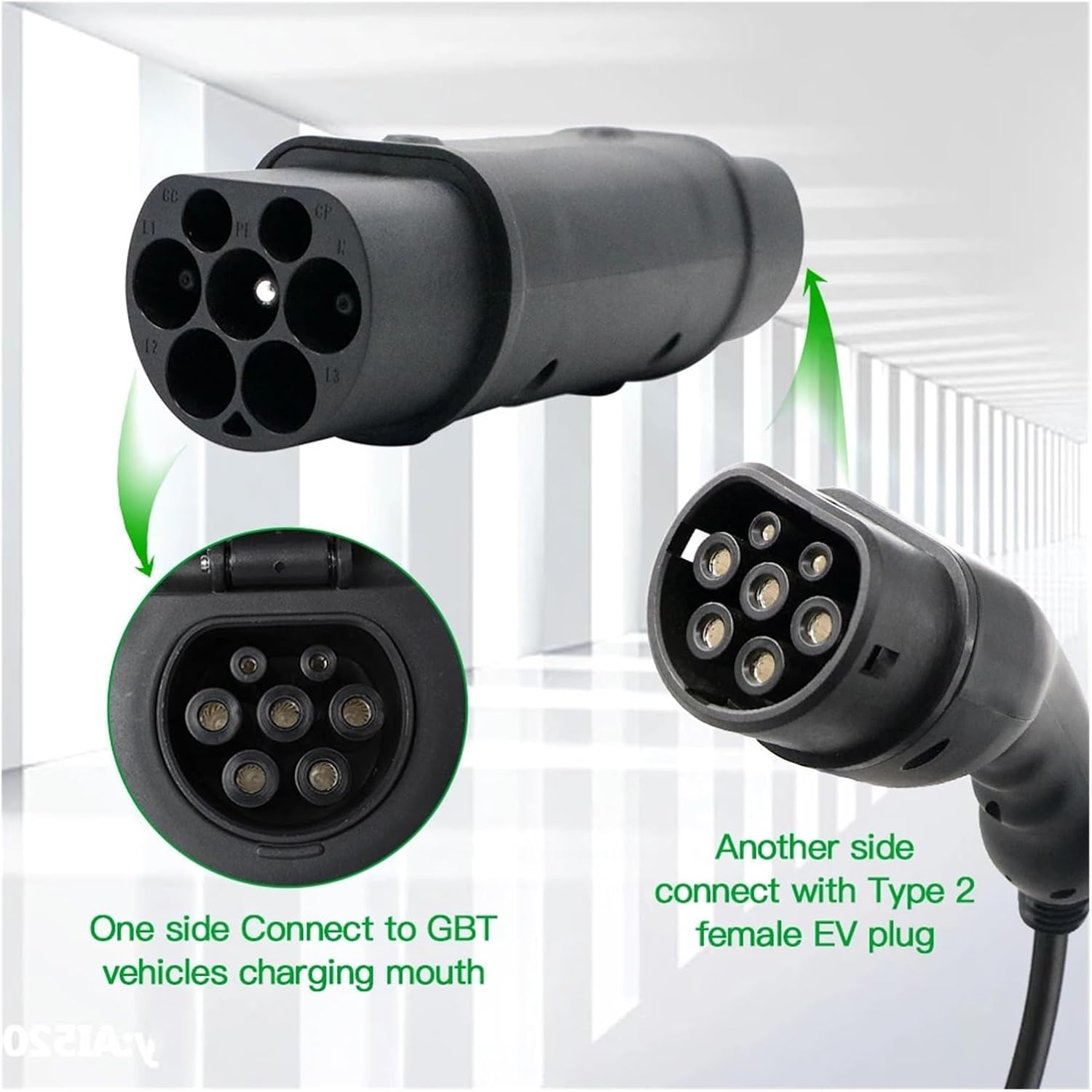 ev charging adapter Type 2 to gbt Adaptor 32A Type2 IEC 62196 Type 2 to J1772 Type 1 EV Adapter 220V for Electric Cars Charging(Type 2 to GBT)