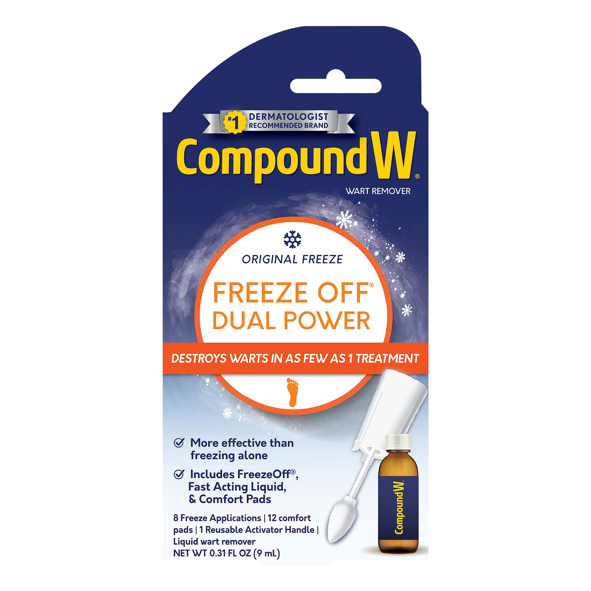 Compound W 2-in-1 Treatment Kit for Large Warts, Freeze Off & Liquid Wart  Remover