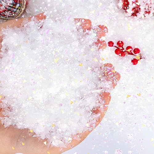 8.8 oz250 g de nieve artificial de Navidad parpadea, nieve artificial brillante para manualidades, relleno de polvo de nieve para decoración de