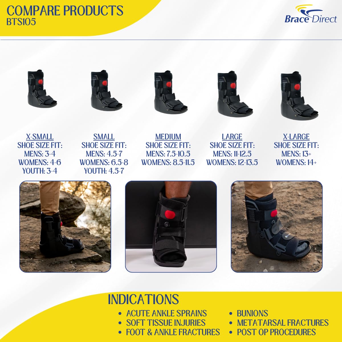 Brace Direct Air CAM Walker - Bota corta para fracturas, recuperación médica, protección y curación, lesiones en los dedos de los pies, pies o tobillos (Small)