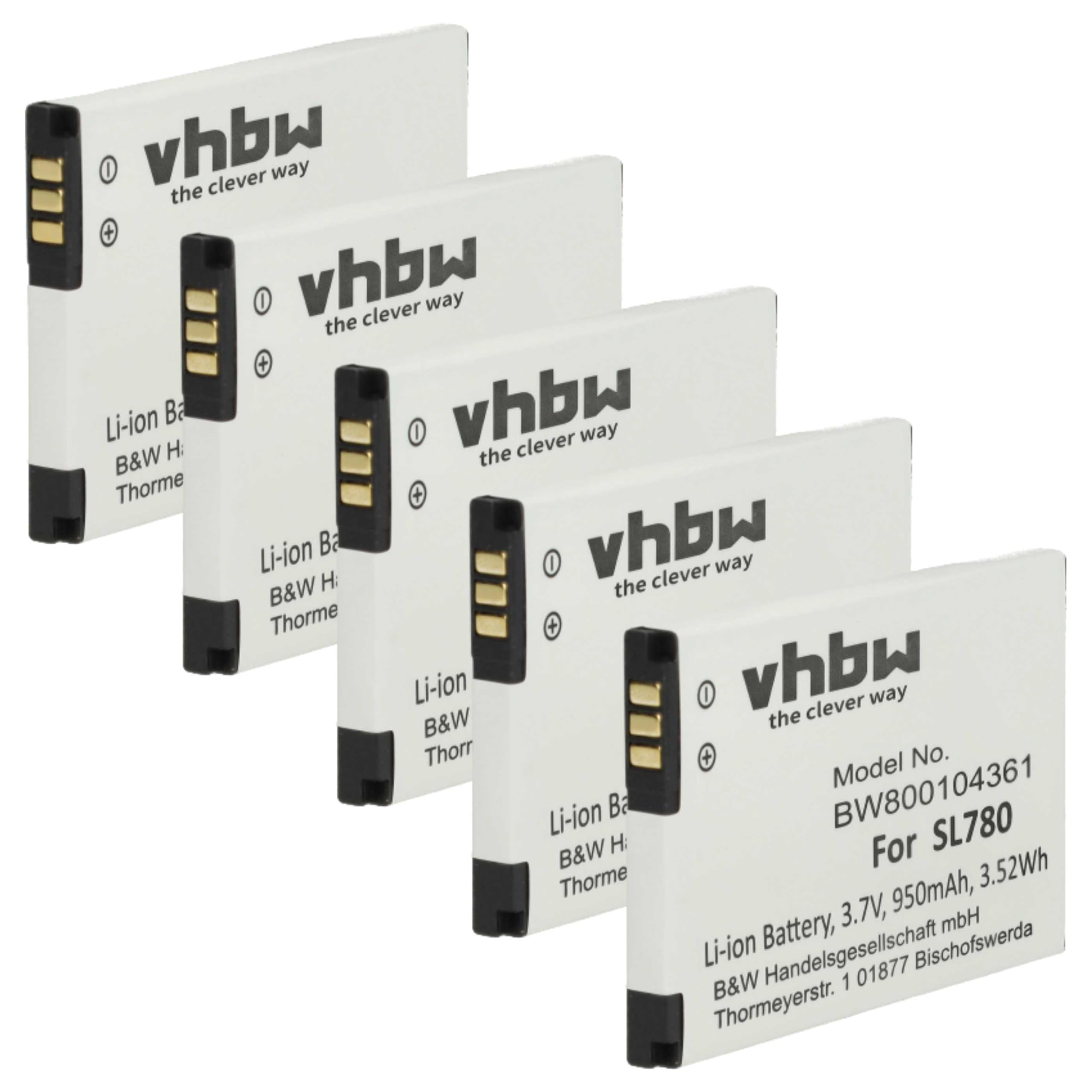vhbw 5X Akku Ersatz für Siemens V30145-K1310-X445 | für schnurlos Festnetz Telefon (950 mAh, 3,7 V, Li-Ion)