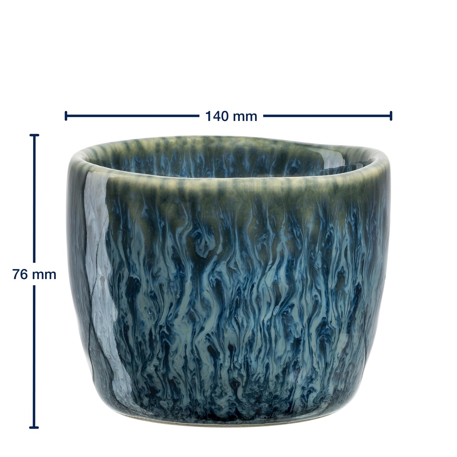 Laonardo Matera 023046 Lot de 6 coquetiers en céramique Diamètre 5,2 cm Hauteur 4 cm Facile à nettoyer Passe au lave-vaisselle Bleu