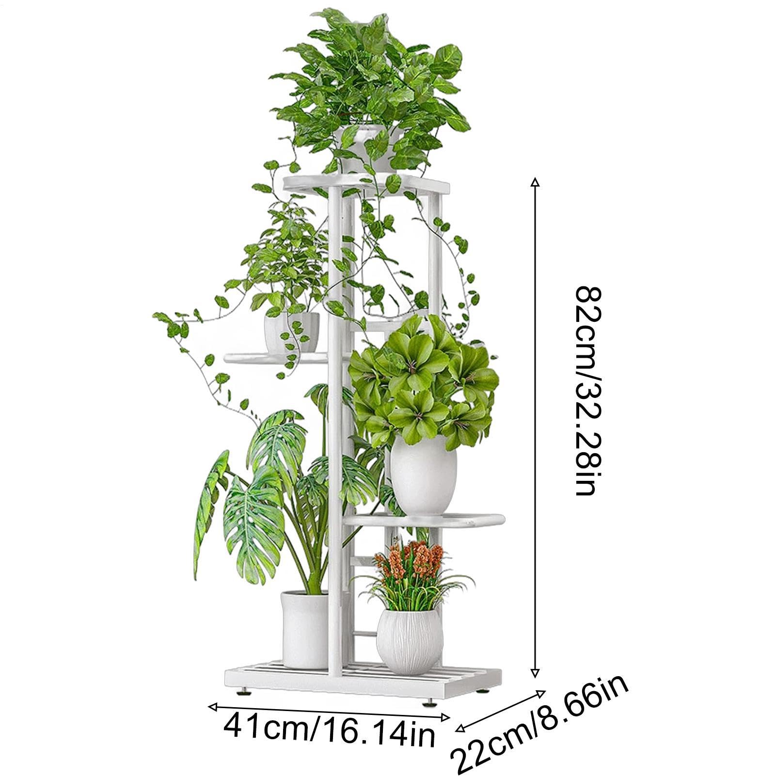 Supporto per piante da esterno a 4 ripiani in metallo resistente per vasi da fiori | Scaffale per piante per interni, giardino, patio, balcone, portico, pavimento, angolo soggiorno