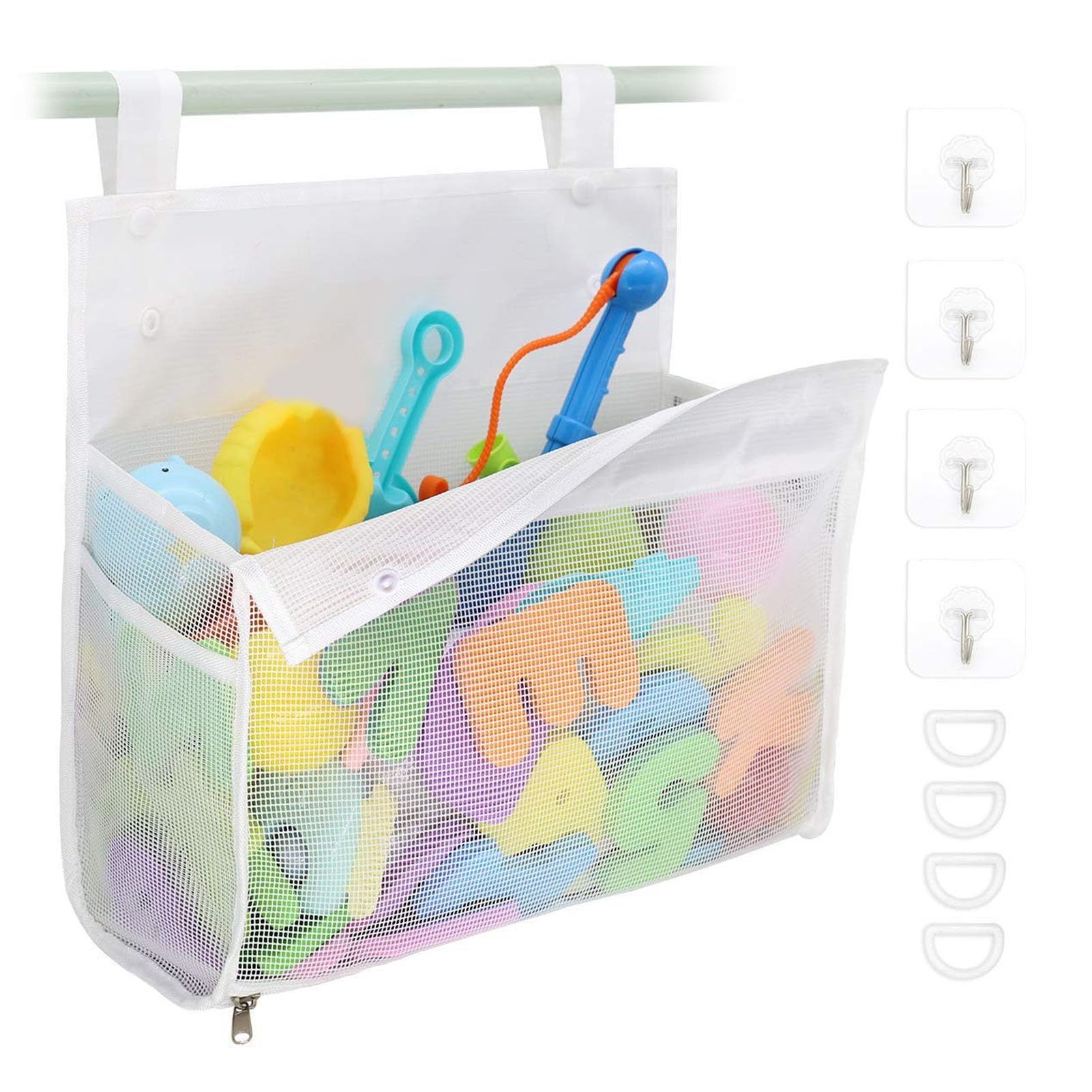 AUNMAS Bath Toy Organizer Large Hanging Mesh Shower Caddy Breathable Bathtub Toy Holder Storage Bag for Bathroom Tub