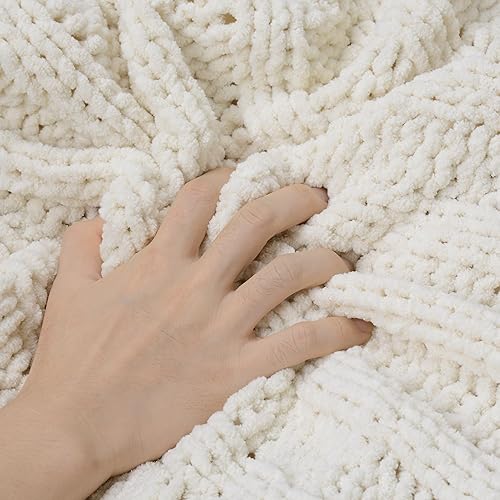 Miniatura 5 de DUIDY Manta de punto grueso, 100% tejida a mano, lujosa, suave y acogedora manta de chenilla para sofá, manta gruesa y cálida para invierno (60 x 80