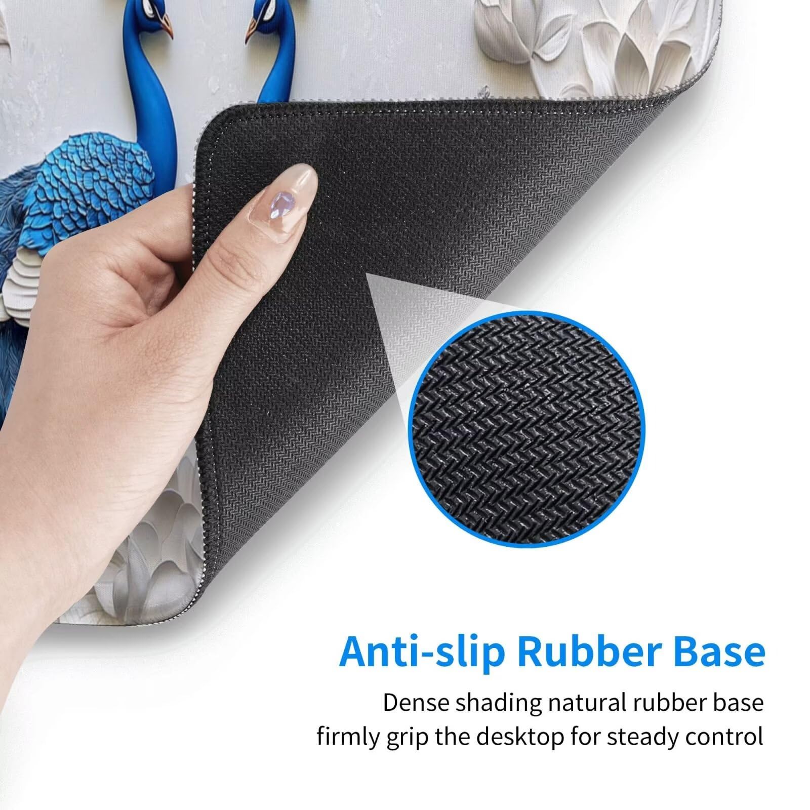 Biała podkładka pod mysz XXL paw mata na biurko 1600 x 800 x 3 mm zmywalna podkładka do gier na laptopa, z antypoślizgową gumową podkładką dla graczy, PC, pracowników biurowych Y511