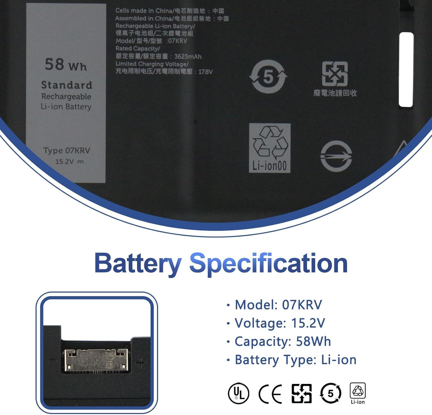 FK0VR 8P81K 293F1 Laptop Battery for Dell Latitude 5330 5430 5530