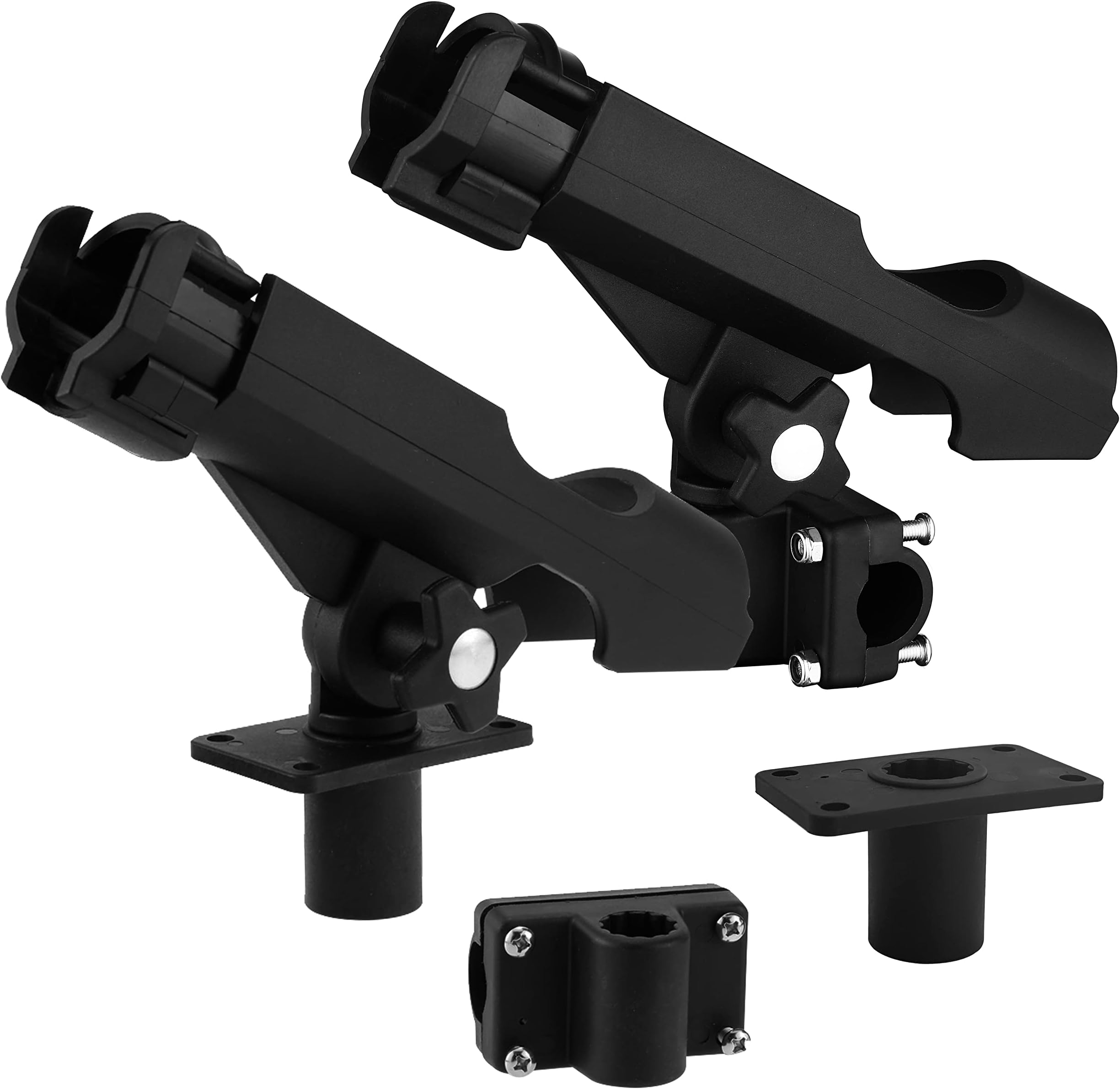 Adjustable Black Fishing Rod Holder for Boat Kayak Swivel Side Mount Kits Tackle (RH40-2Pack)