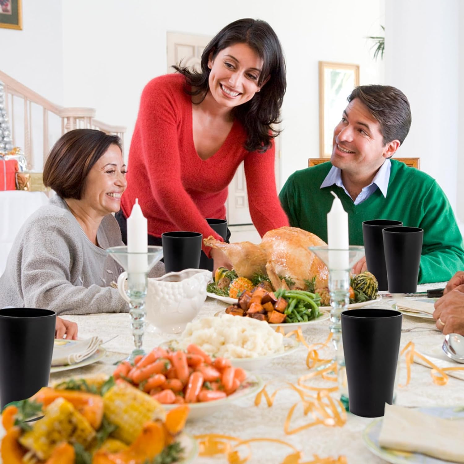 EI Black Wheat Straw Cups Set of 8,Drinking Glasses,Reusable Plastic Cups,Unbreakable Cups for Kitchen,Dishwasher Safe Water Glasses Tumblers,Suitable for Dinner on Picnic Outdoor Activities Dormitory - Image 8