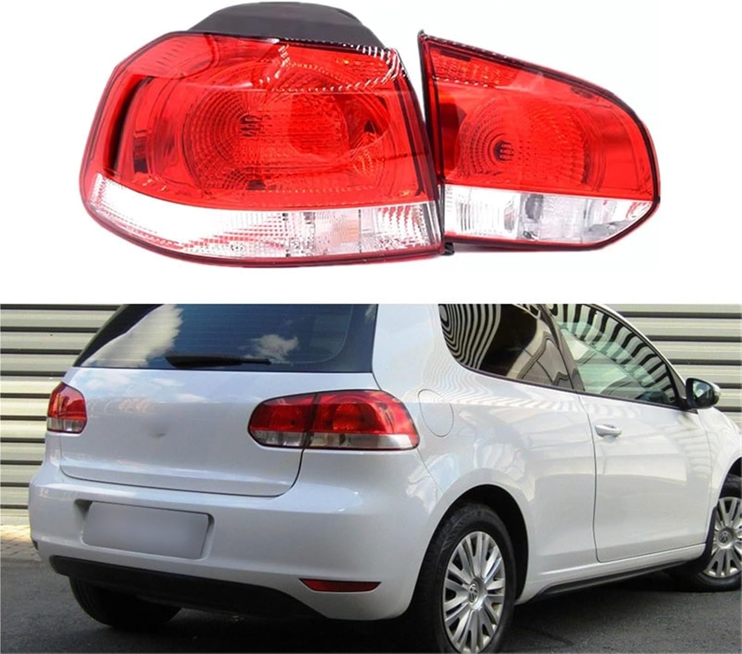 アウターインナーテールライト テールライト 交換用リアリバースドライビングサイドランプ 電球なし VW ゴルフ Mk6 ゴルフ 6