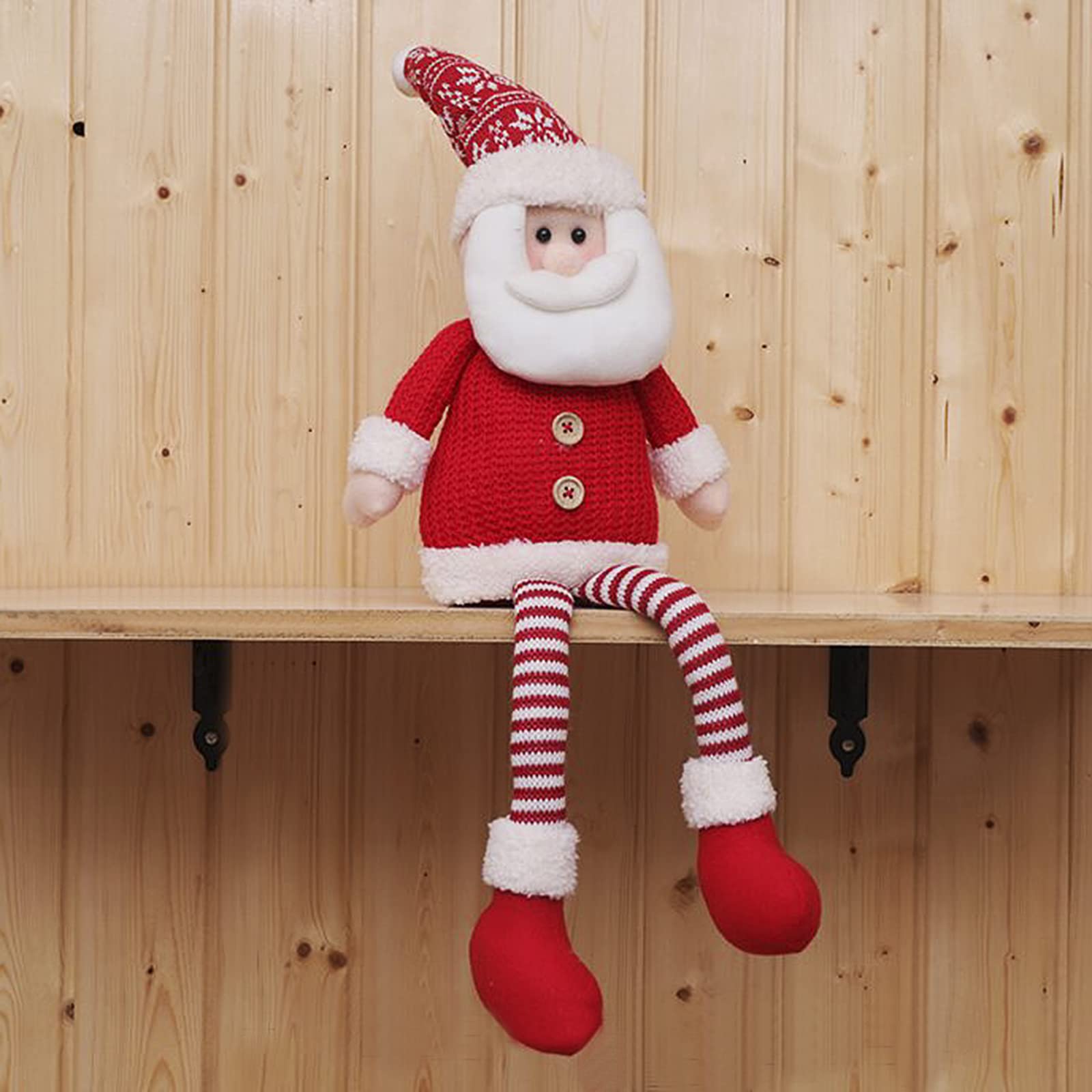 JIAHG Décorations de Noël en tissu à rayures de 55,9 cm - Motif Père Noël assis - Pour la maison, le bureau, le bar de nuit, la cheminée, l'étagère, la décoration de Noël