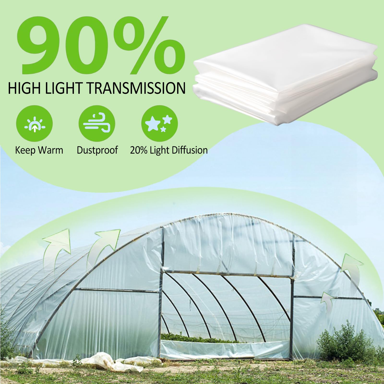flintronic Folia z tworzywa sztucznego, przezroczysta folia szklarniowa, 2 x 3 m