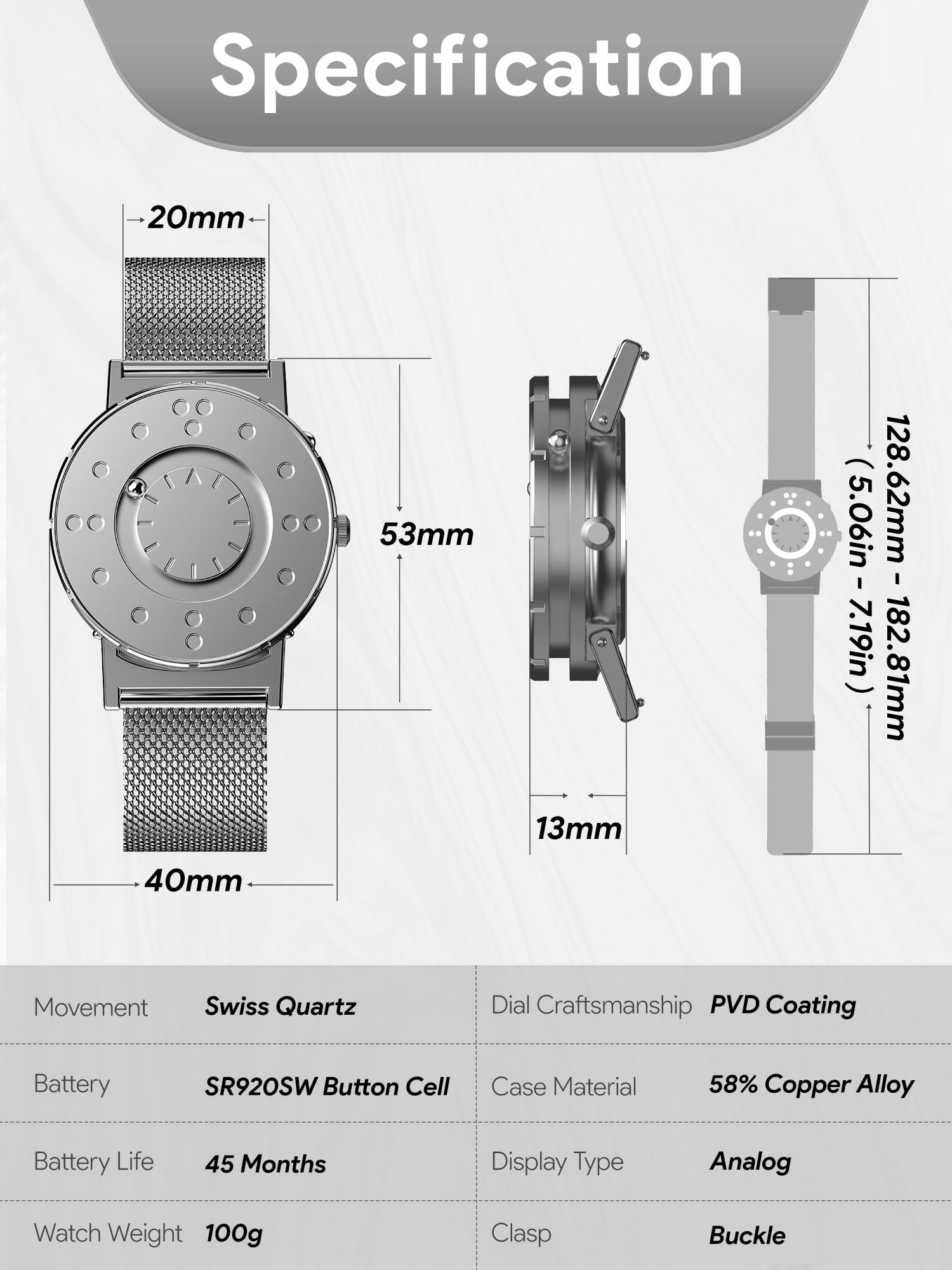 EUTOUR Orologio Magnetico da Uomo Cuscinetto a Sfera Silent Touch Resistente all'Acqua Moda Minimalista Senza Vetro Orologio al Quarzo 40mm Maglia Milanese Cinturino Acciaio Inox