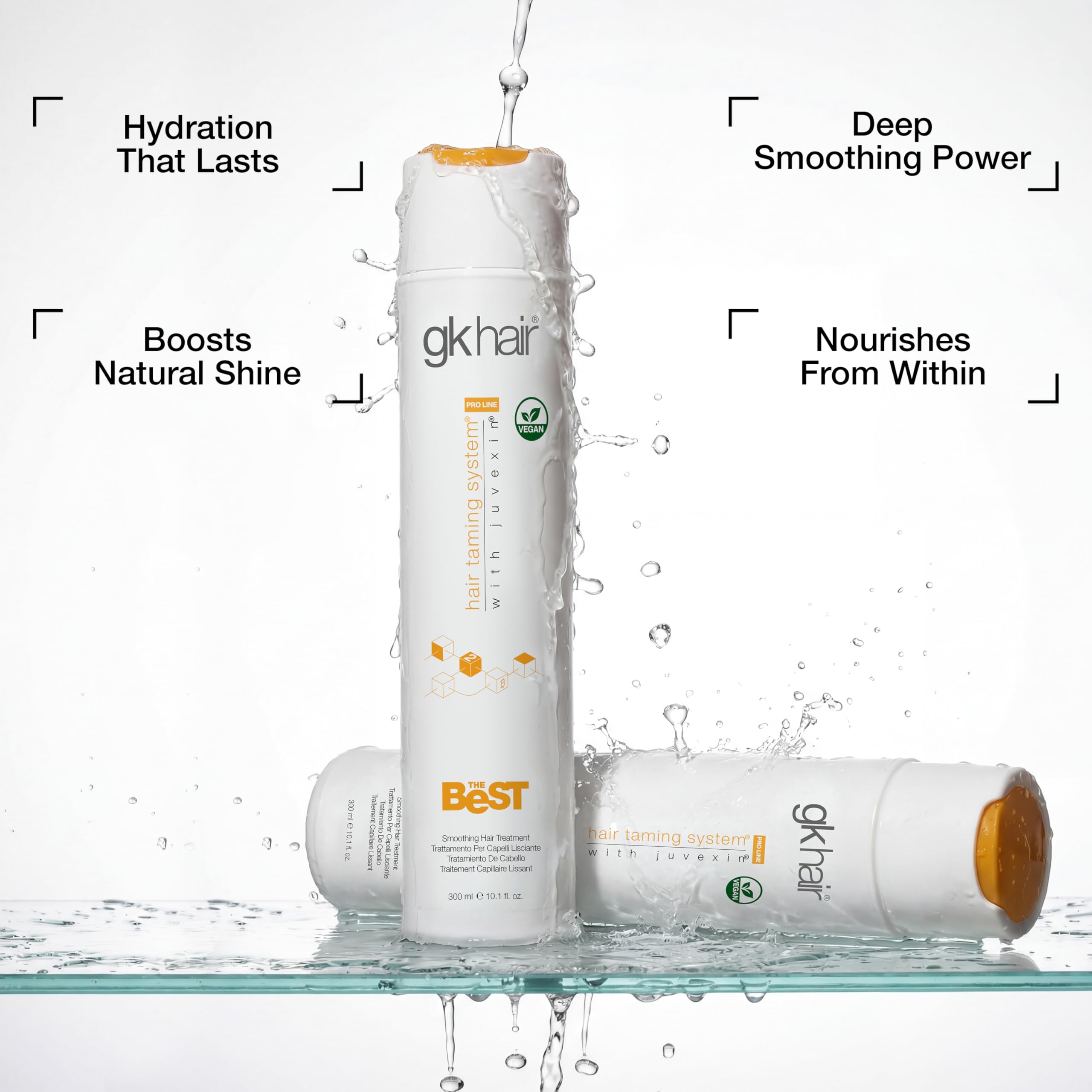GK HAIR Global Keratin The Best (300ml / 10.1 Fl Oz) Tratamiento Capilar Suavizante de Keratina Complejo Brasileño Profesional Alisado Para un Cabello Suave y sin Frizz - Sin Formaldehído