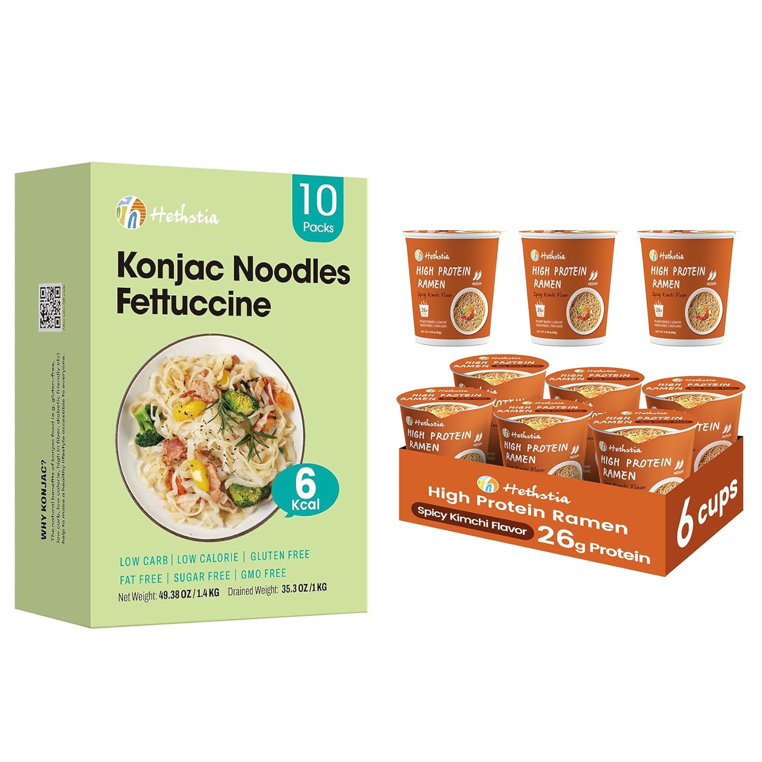 Hethstia Fideos Konjac Shirataki y Ramen Alto en Proteína