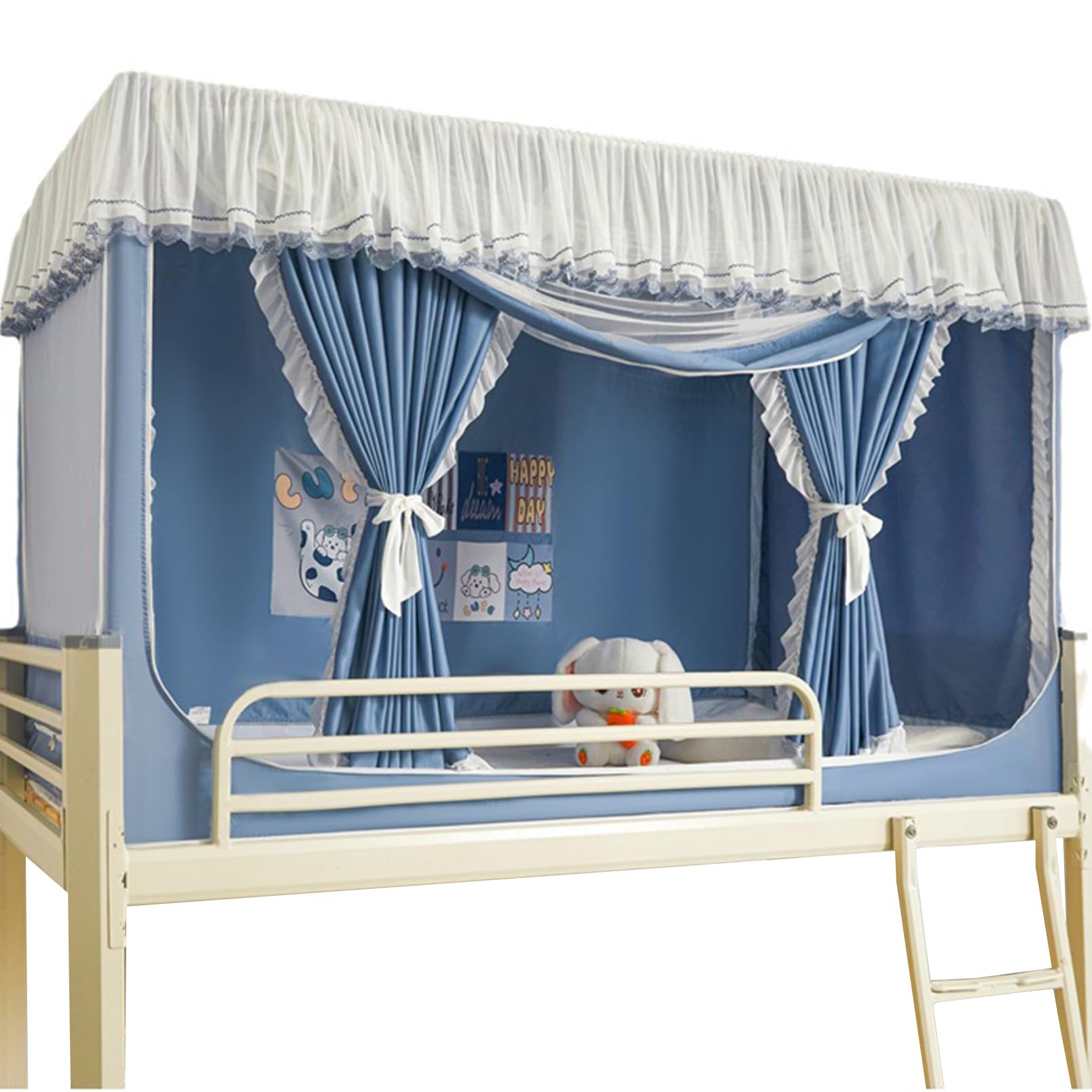 Leodun Tente moustiquaire à Toit Large, Tente intérieure Portable, Anti-poussière, Anti-moustiques et bloquant la lumière, Cadre de Rideaux pour lit Simple ou Double,Marine,75" L x 35" W x 35" H
