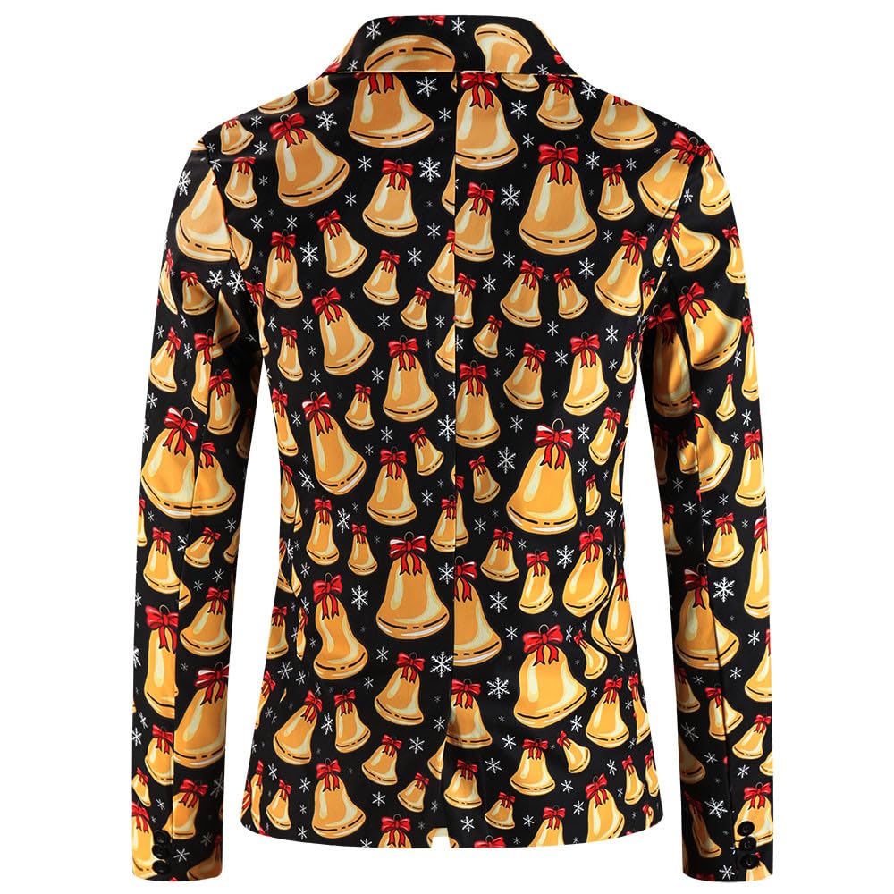 Generisch Tuta natalizia da uomo, 2 pezzi, slim fit, stampa 3D, divertente, da uomo, per matrimonio, per Natale, feste, costume di Natale