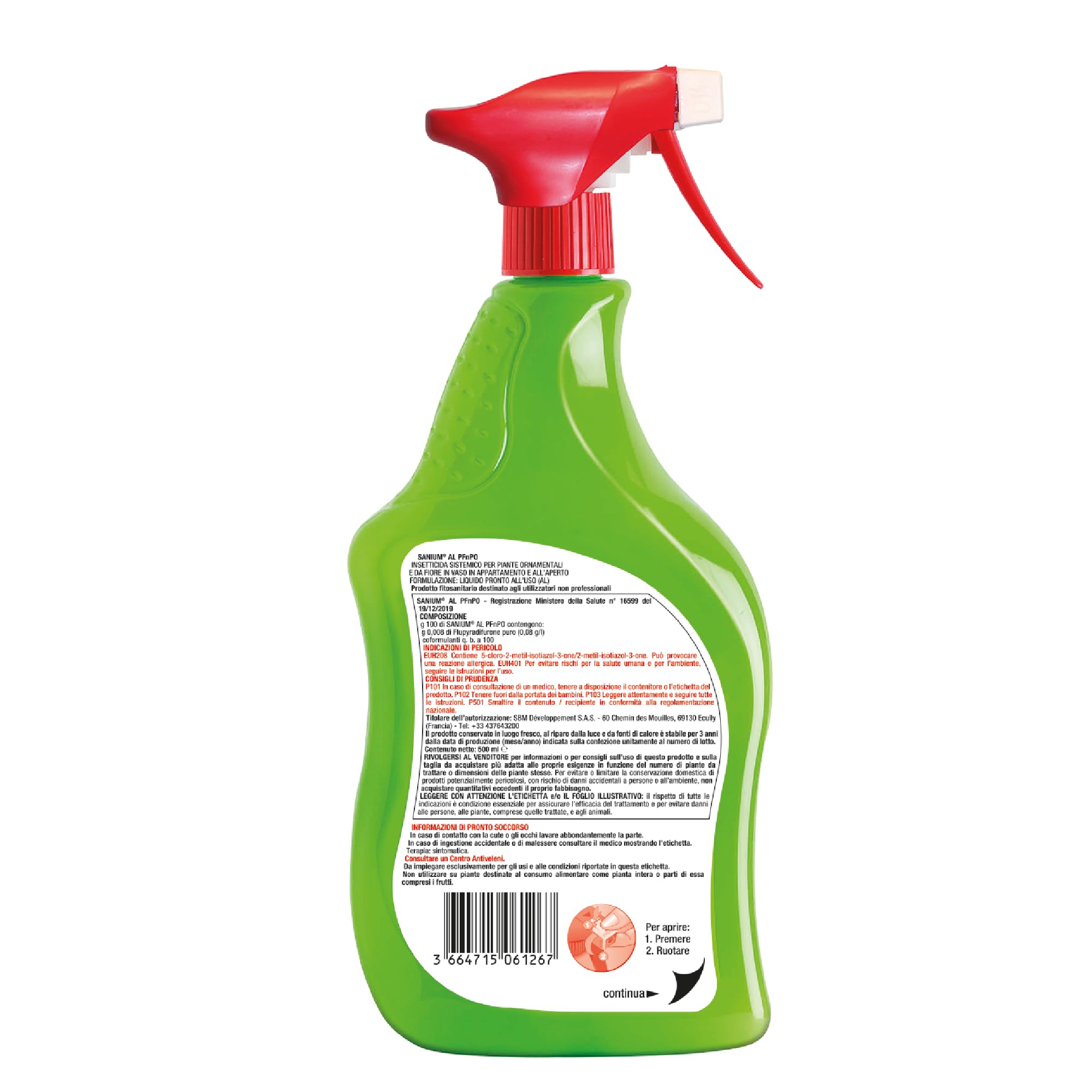 Protect Garden Sanium AL PFnPO Insetticida Sistemico Pronto Uso 500ml Elimina Afidi Cocciniglia Mosca Bianca