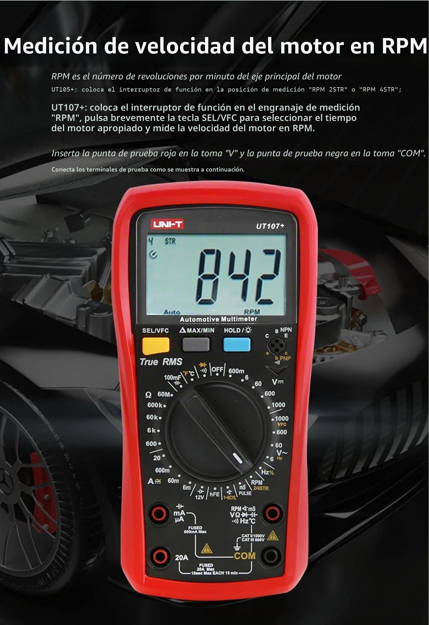 UNI-T UT107+ Automobile Multimeter High Precision True RMS Automobile Automatic Range Actual Value Digital Multimeter.