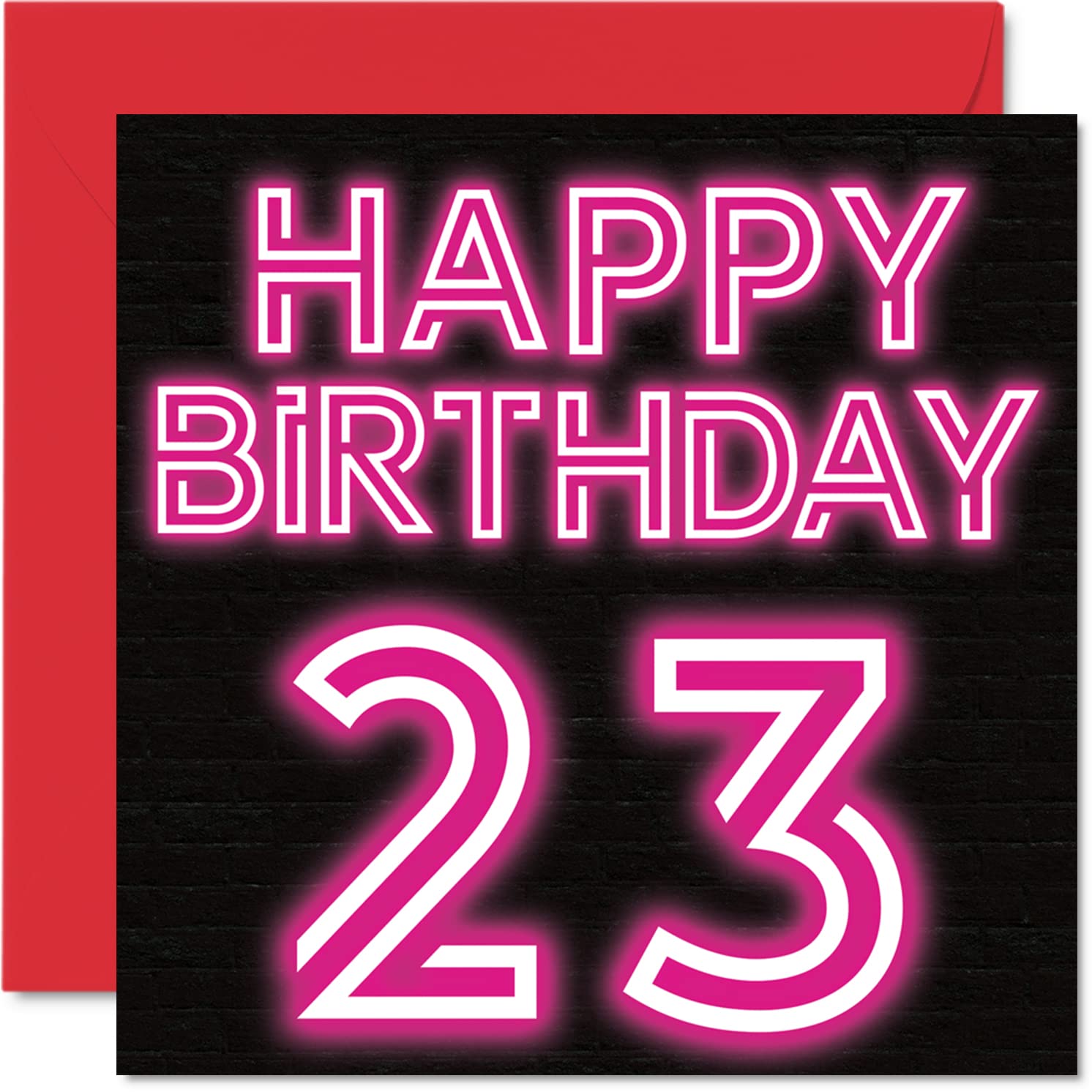 Amazon | 楽しい23歳の誕生日カード メンズ レディース ネオンスロー