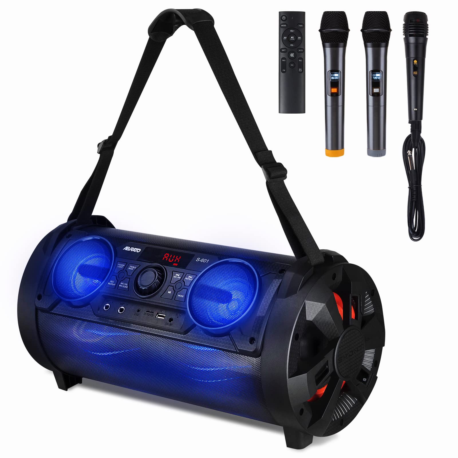 Photo 1 of **BRAND NEW**  ABRATO Karaoke Machine for Adults Portable 6" Subwoofer Bluetooth Speaker with LED Lights, Bonus 3 Microphones (2 Wireless & 1 Wired) Ideal Gift for Party Camping