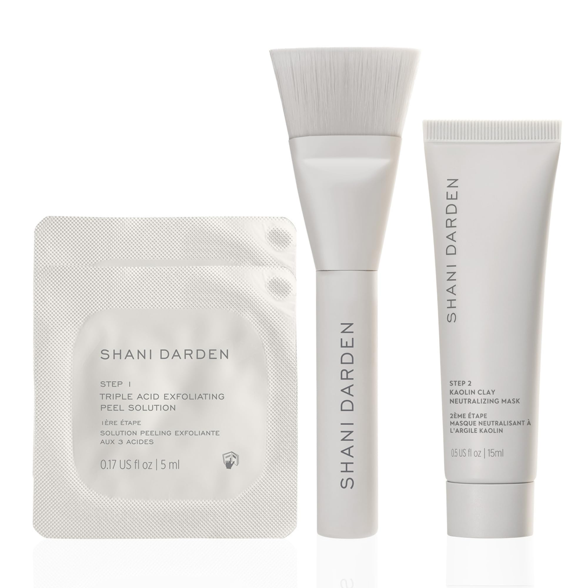 SHANI DARDEN SKIN CARE Triple Acid Peel, 2-Step Exfoliating Face Peel Treatment (2 Peels) with Mandelic, Lactic/Glycolic Acids, and Kaolin Clay