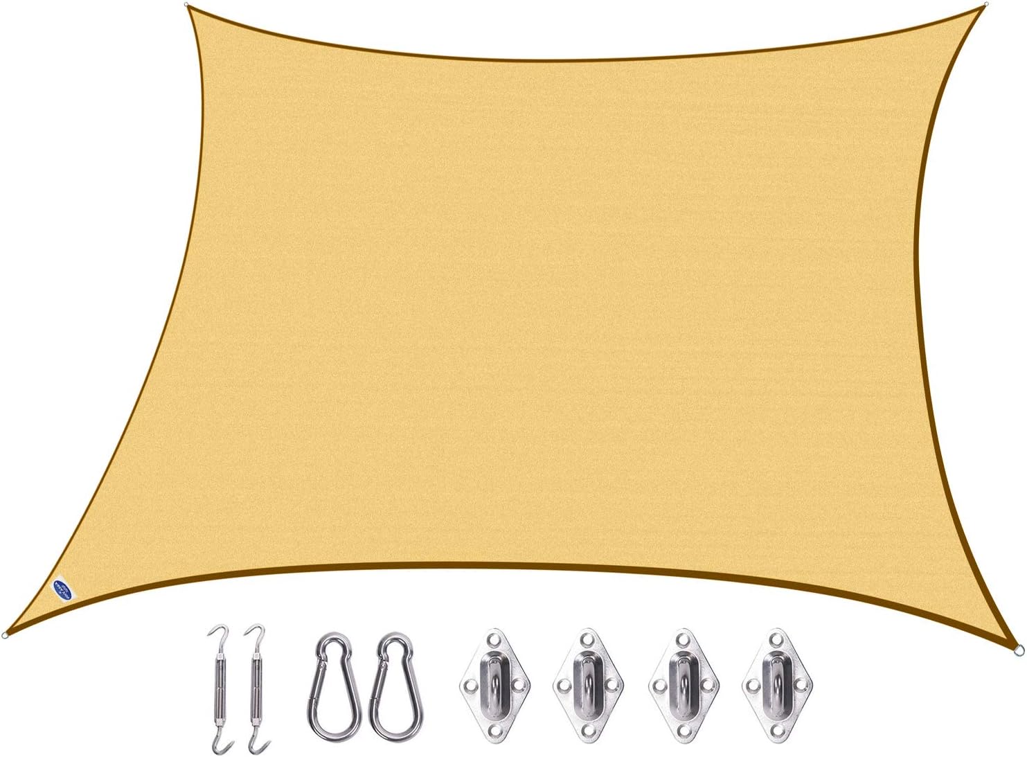 Cool Area Shade sail Rectangle 9'10'' x 13' with Hardware, Sand