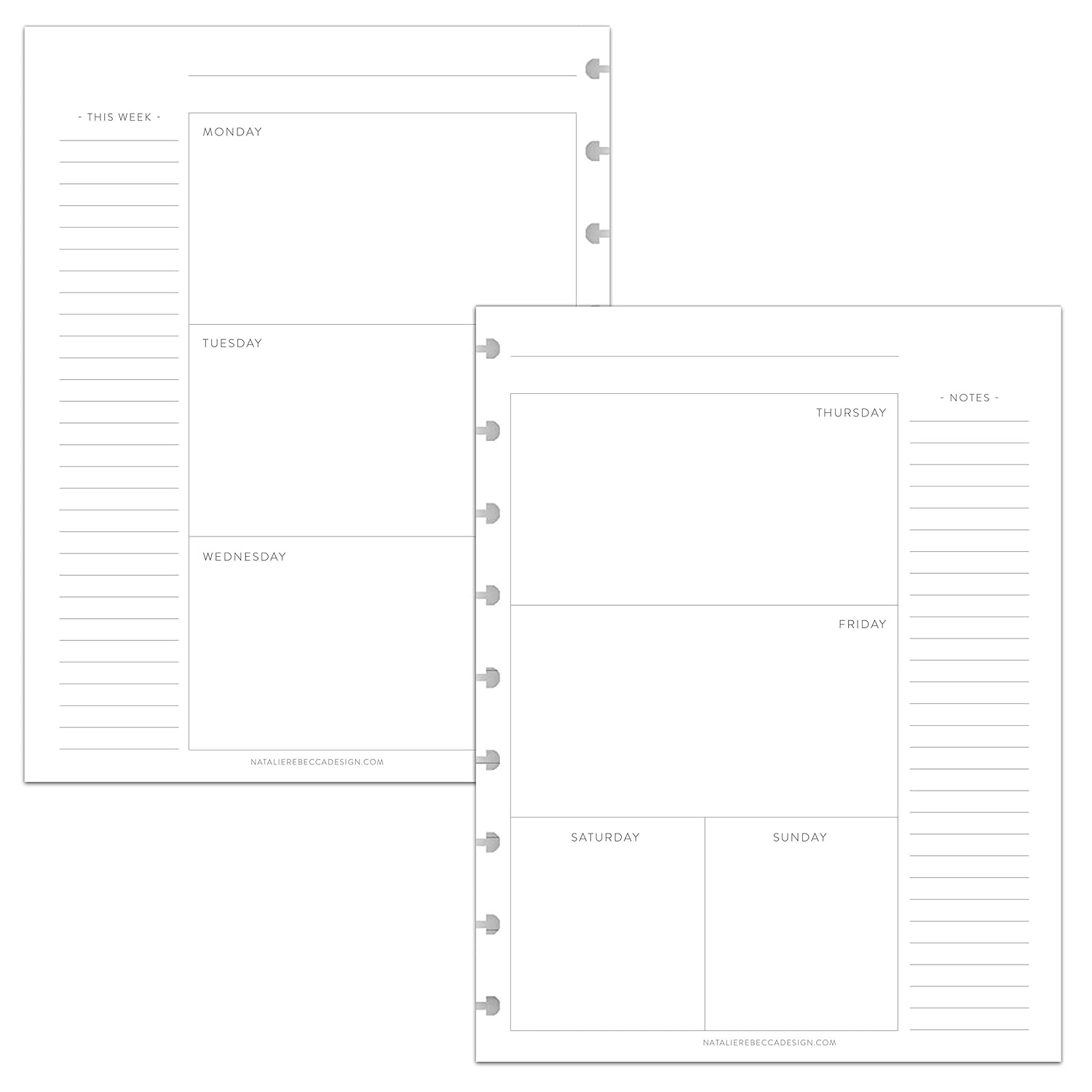 BetterNote Horizontal Undated Calendar Refill Pages for