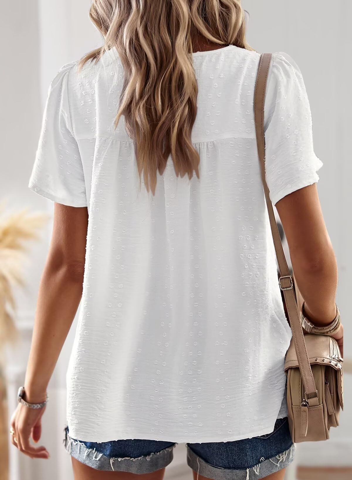 Falechay Falechay Womens Summer Tops Crewneck Short Sleeve Shirts Casual Chiffon Blouses Flowy Lace Hem Boho Clothing Trendy 2026 in use