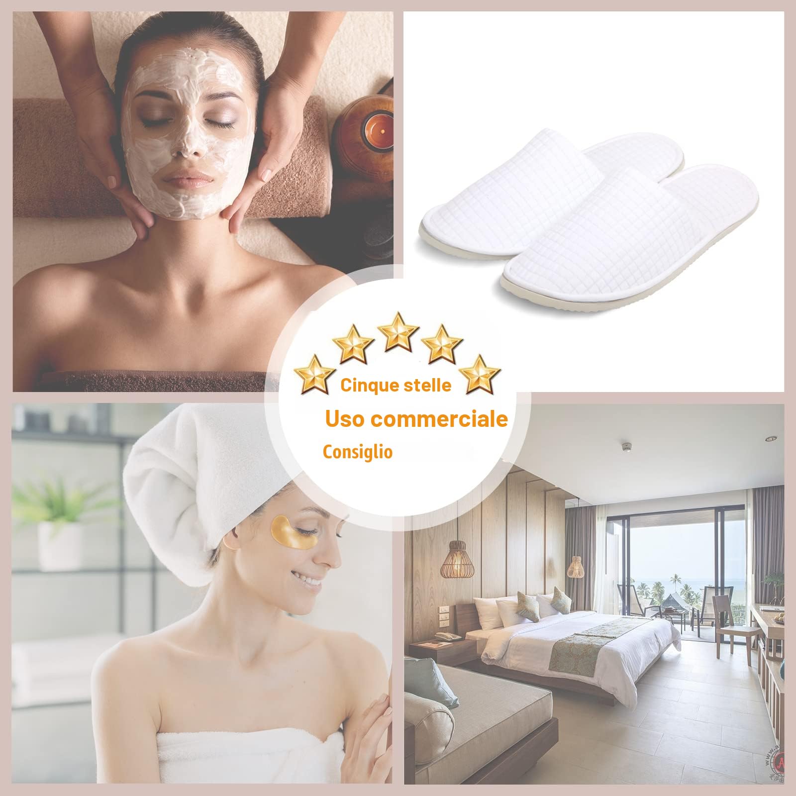 Anmerl 10 Paia Pantofole Monouso per Hotel All'Ingrosso Slippers Ospiti per Spa, Matrimoni, Viaggi, Taglia Universale, Antiscivolo, Lavabili e confezionate singolarmente