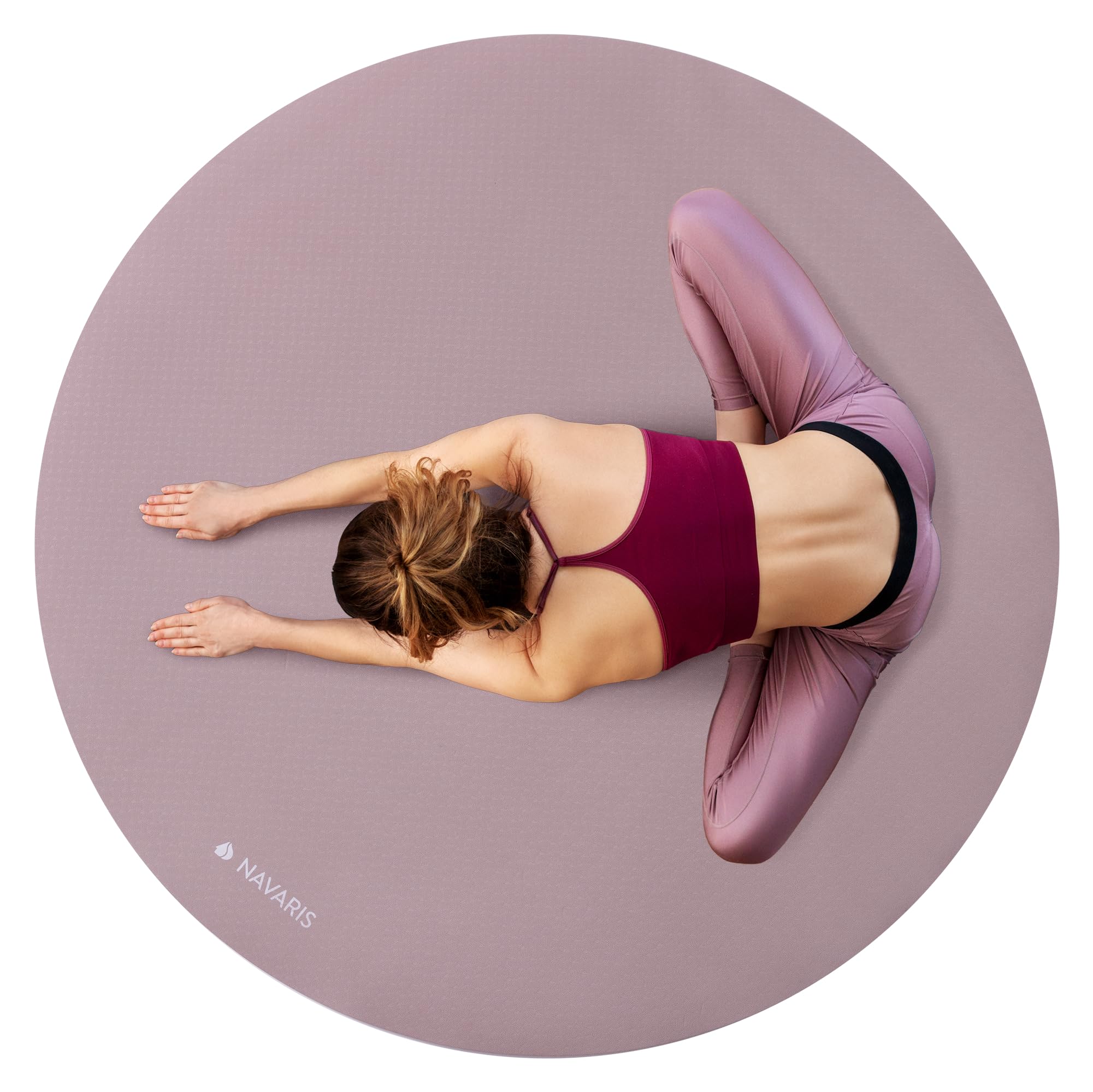 Navaris Round Yoga Mat - 47 Diameter Circular Exercise Mat 1 4 Thick - Non-Slip Mat for Cardio