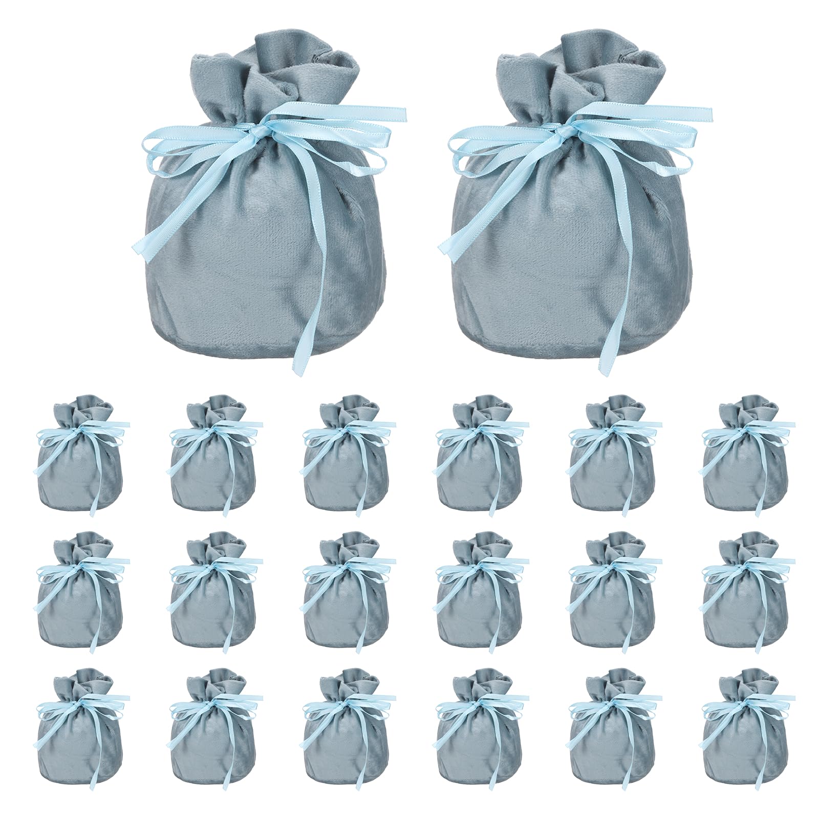 PATIKIL Velvet Drawstring Bags, (6 x 5 Inch, Blue) (20 Pcs), Flannel Jewelry Bags Mini Candy Packaging Storage Pouches, Suit for - Wedding/Favor/Party/Birthday