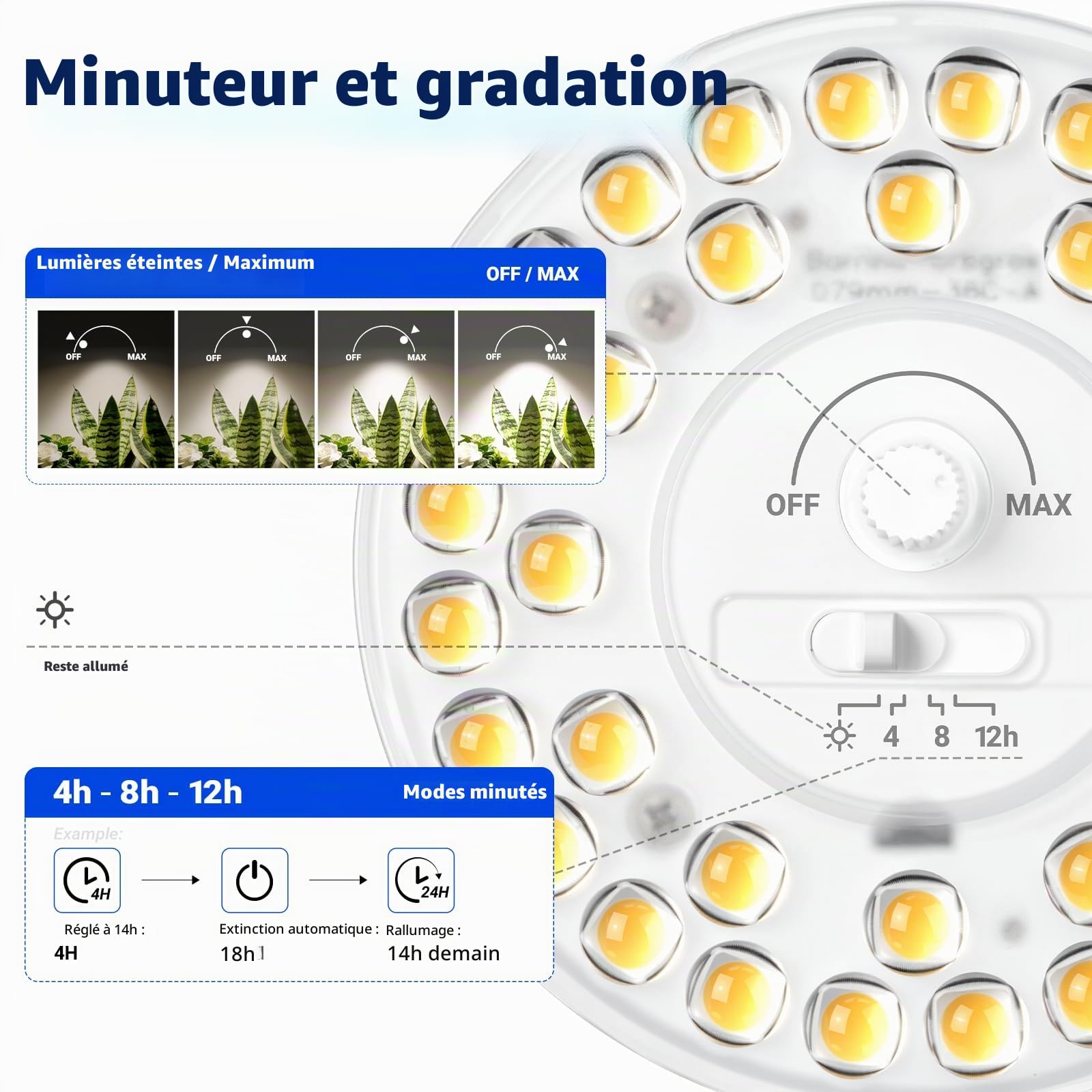 Barrina Orbgrow OG11A2 Lampes Horticoles à Pince, 4000K 22W, 2Bras Flexible