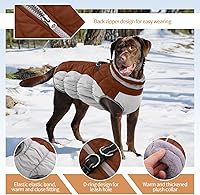 Vista 2 de Chaqueta de invierno para perro, acogedora y reflectante, impermeable, resistente al viento, cálida prenda para mascotas, cómoda ropa de forro polar