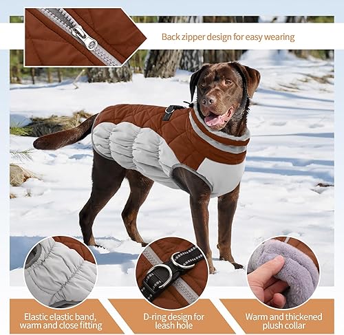 Miniatura 2 de OUOBOB Chaqueta de invierno para perro, acogedora y reflectante, impermeable, resistente al viento, cálida prenda para mascotas, cómoda ropa de